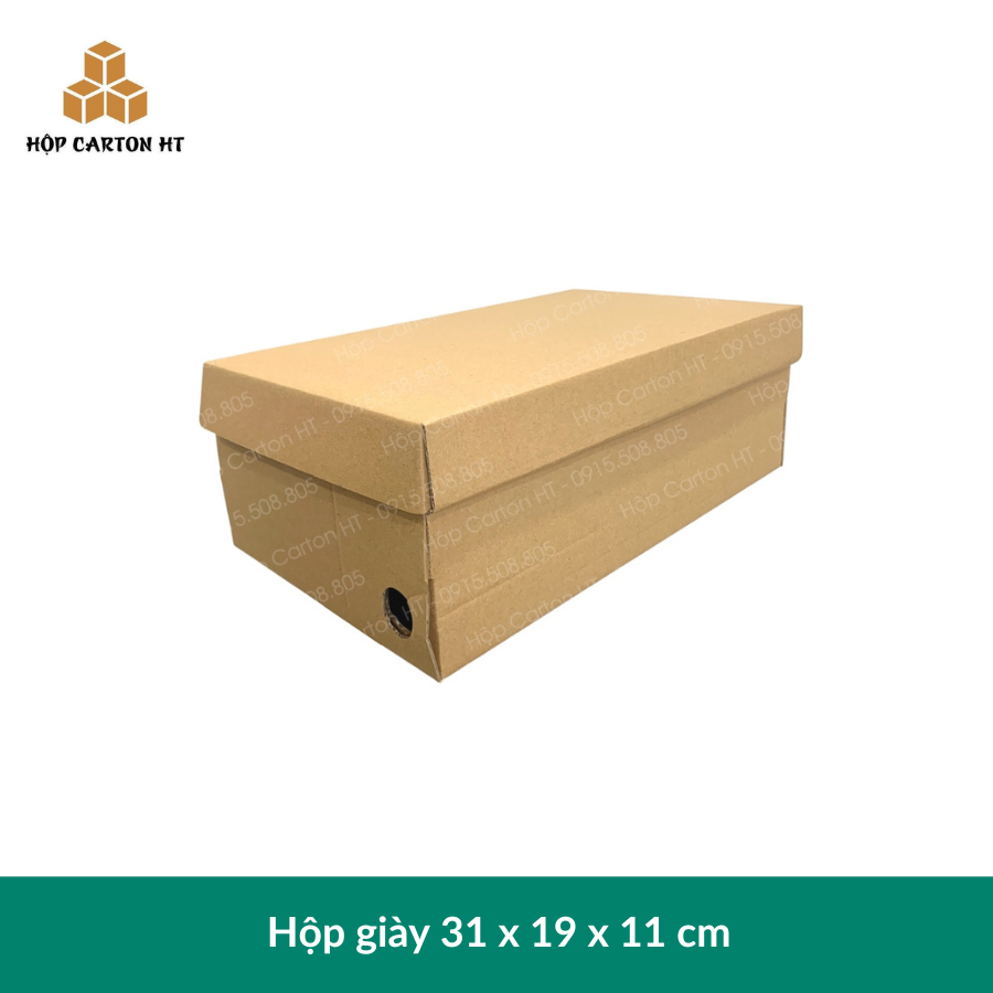 Hộp carton E 2 nâu nắp cài 31x19x11