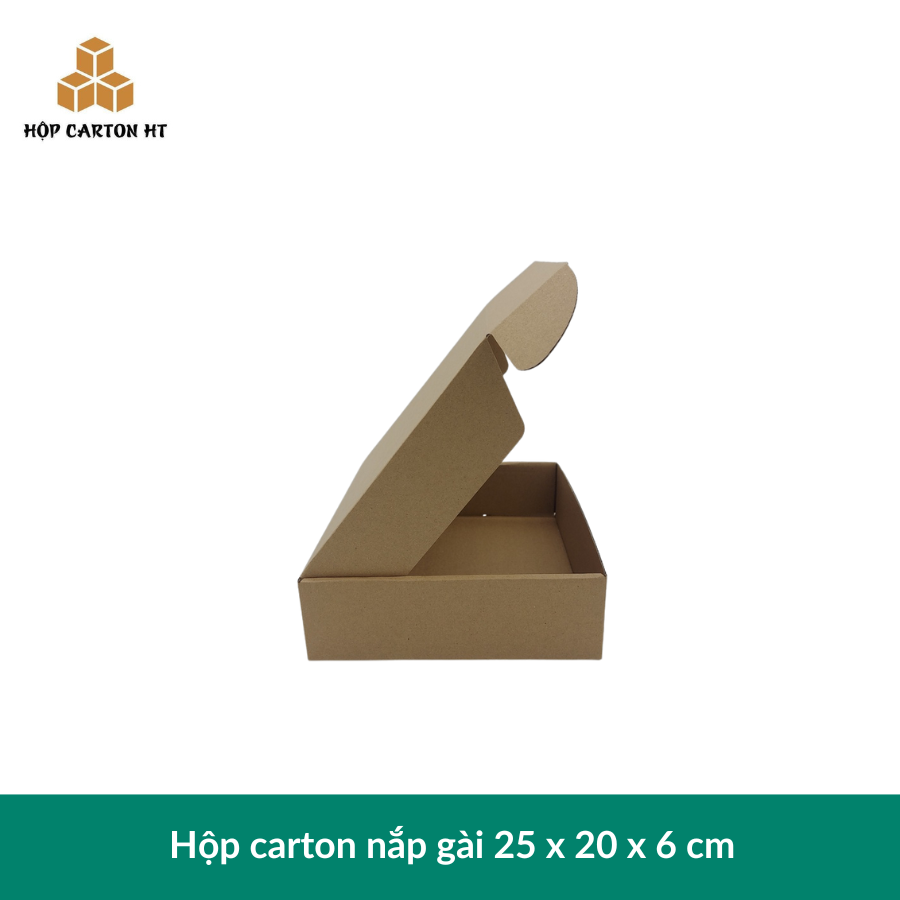 Hộp carton E 2 nâu  nắp cài chùm 25x20x6