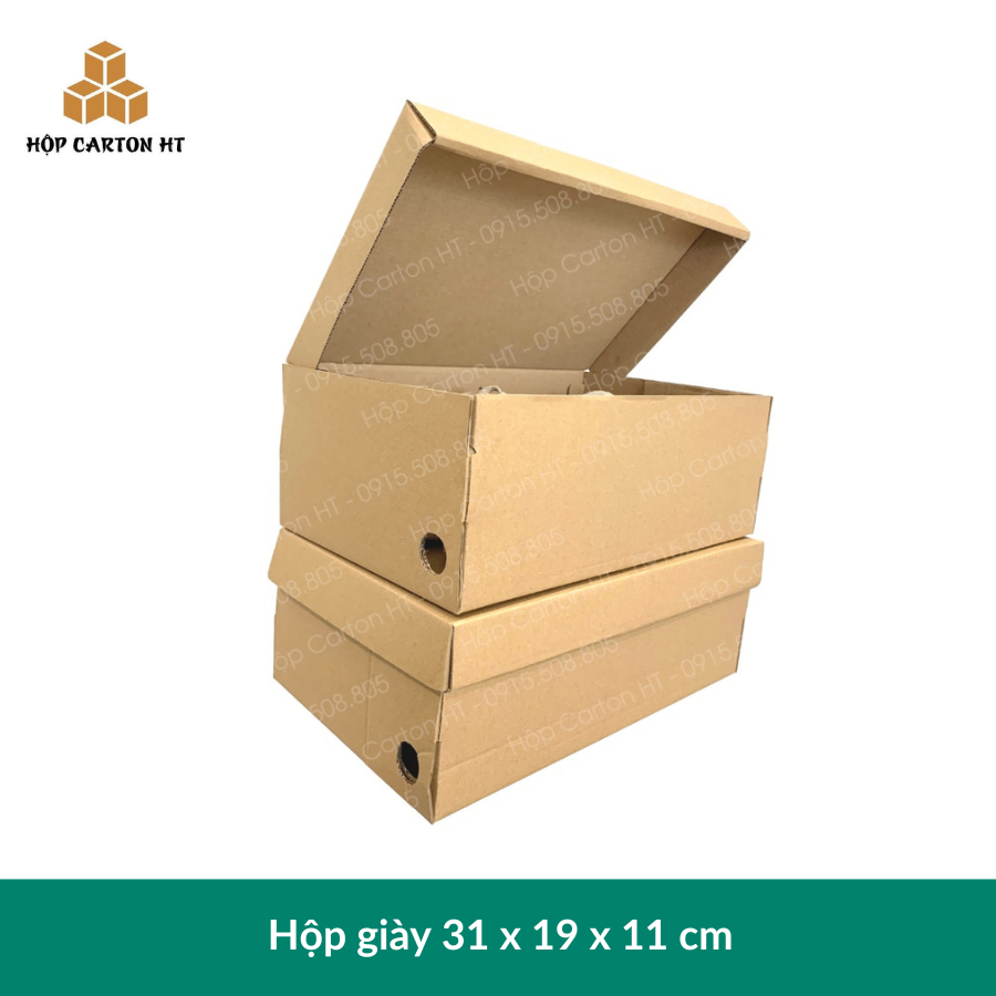 Hộp carton E 2 nâu nắp cài 31x19x11