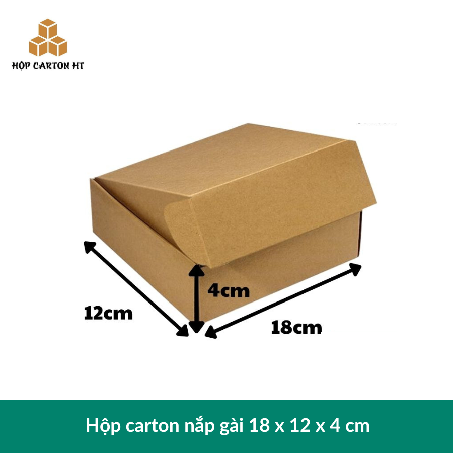 Hộp carton E 2 nâu nắp cài chùm 18x12x4