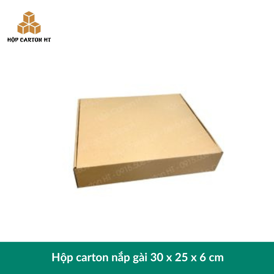 Hộp carton E 2 nâu nắp cài chùm 30x25x6