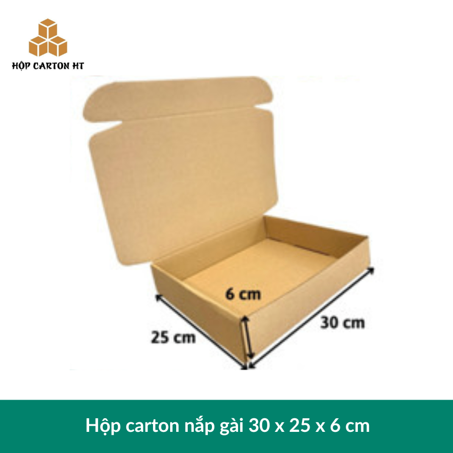 Hộp carton E 2 nâu nắp cài chùm 30x25x6