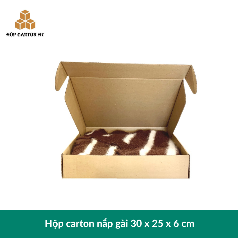 Hộp carton E 2 nâu nắp cài chùm 30x25x6