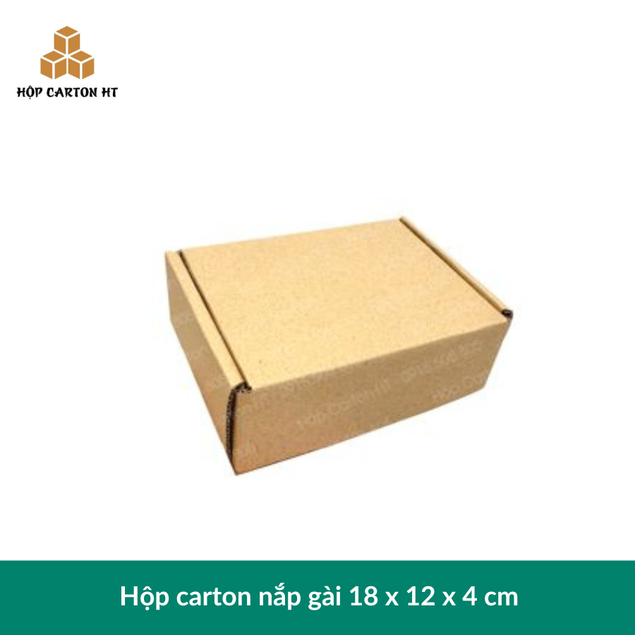 Hộp carton E 2 nâu nắp cài chùm 18x12x4