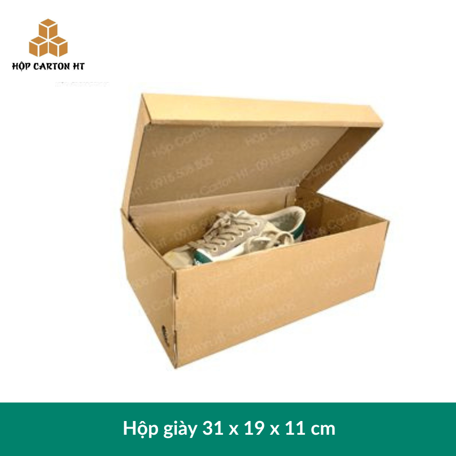 Hộp carton E 2 nâu nắp cài 31x19x11