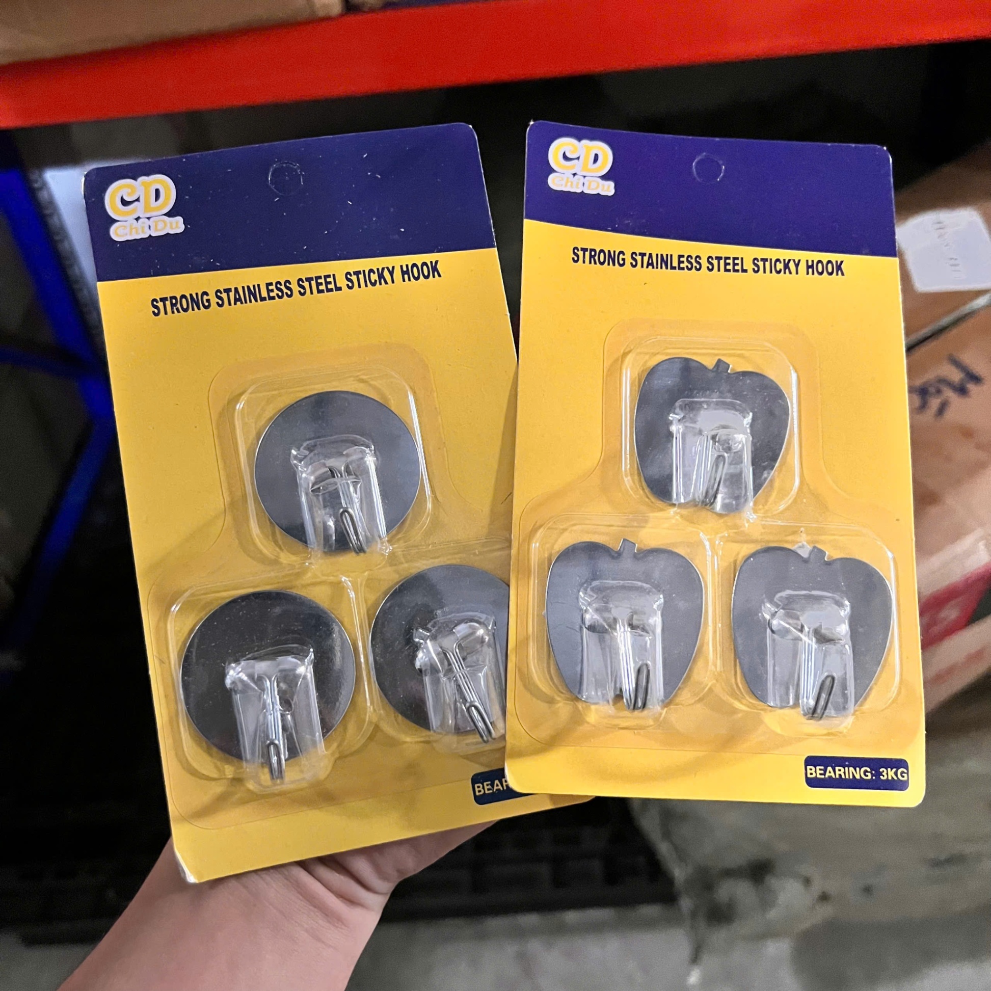Vỉ 3 Móc Dán Tường Mạ Inox - Bộ Móc Dán Tường Siêu Chắc Chắn (Mẫu Ngẫu Nhiên) - Giá Sỉ