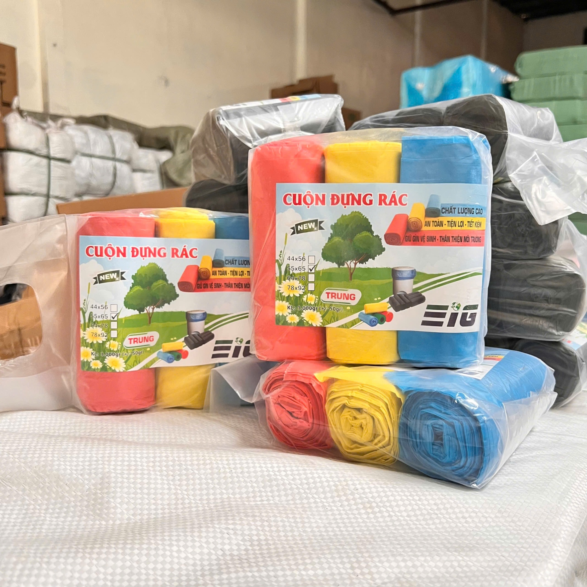 Set 3 Cuộn Túi Rác Màu 1KG EIG Siêu Dai - Túi Rác Sinh Học Tự Phân Hủy ...