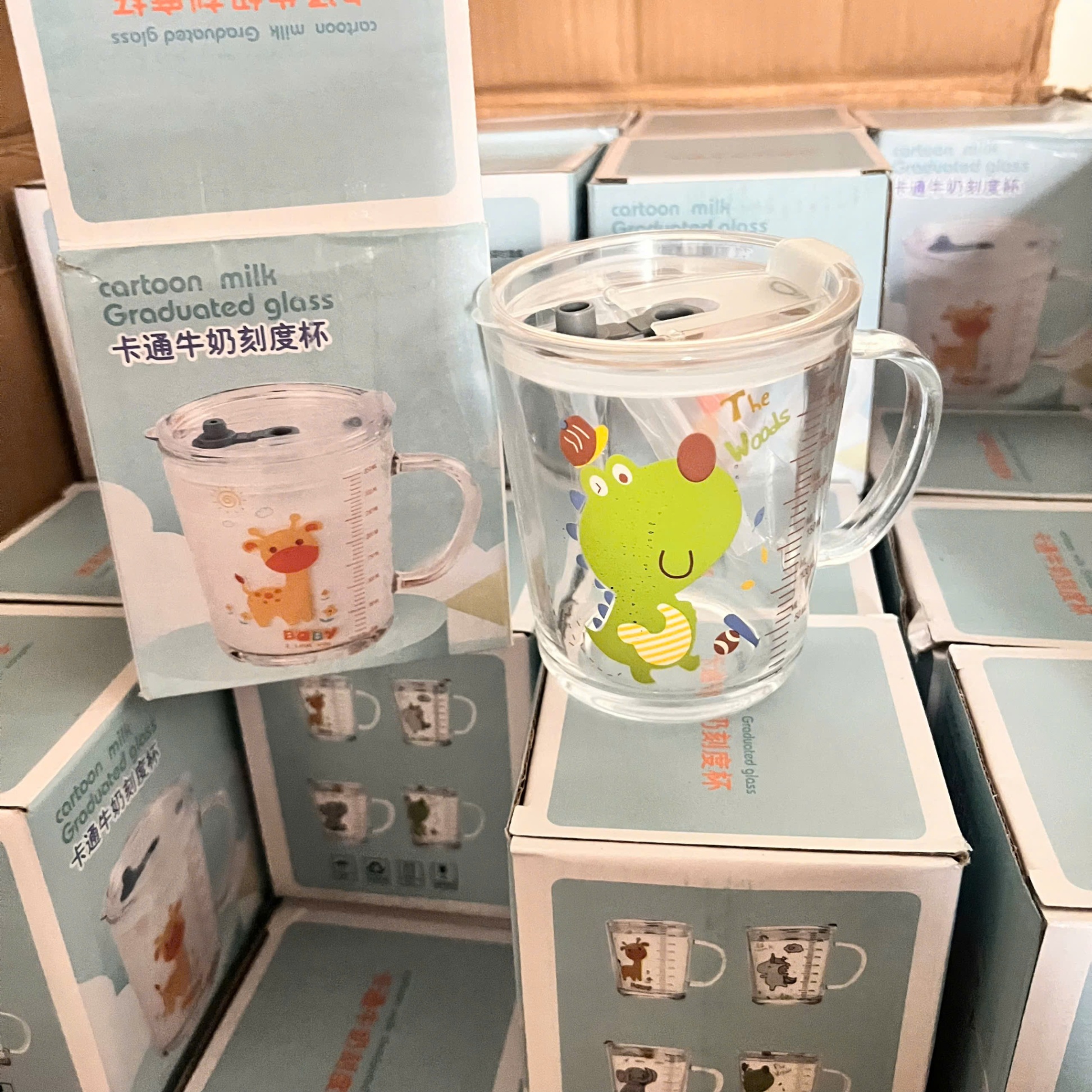 Ly Pha Sữa Thuỷ Tinh Chia Vạch 350ML - Cốc Pha Sữa Thuỷ Tinh Có Vạch Chia - Giá Sỉ
