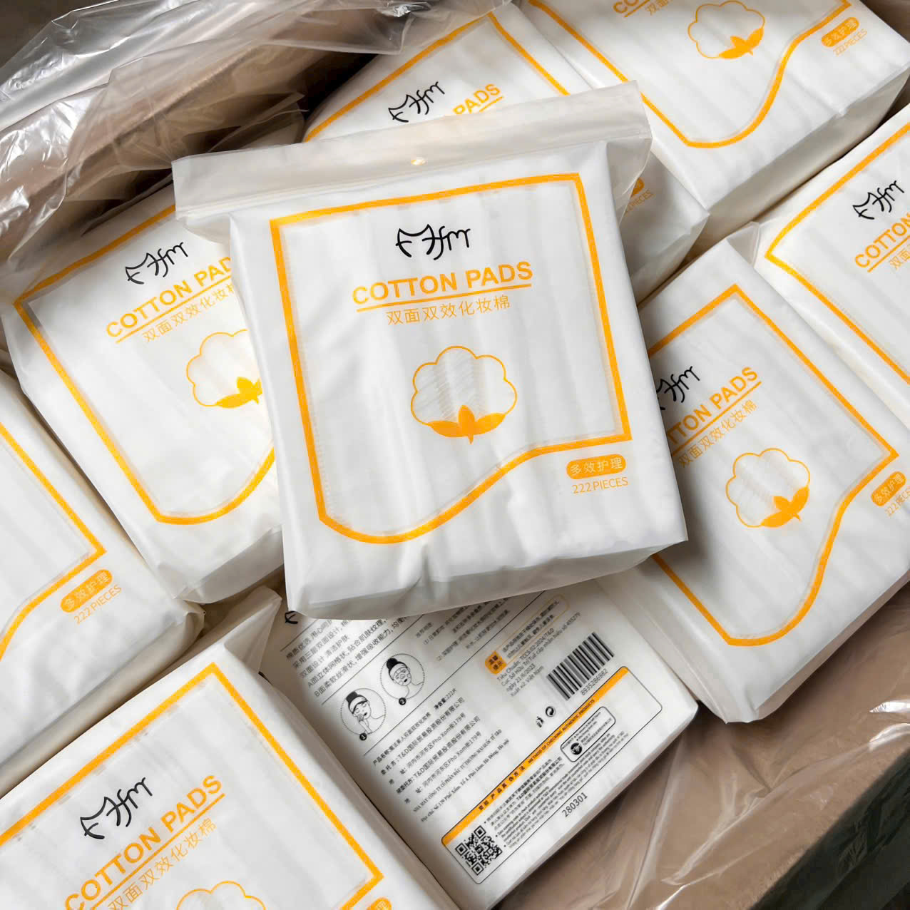 Bông Tẩy Trang Mèo Vàng 222 Miếng Cotton Pads, Bông Tẩy Trang 3 Lớp Mofa, Mềm Mịn, Dai, Không Rát Da, Không Cháy Khét - Giá Sỉ