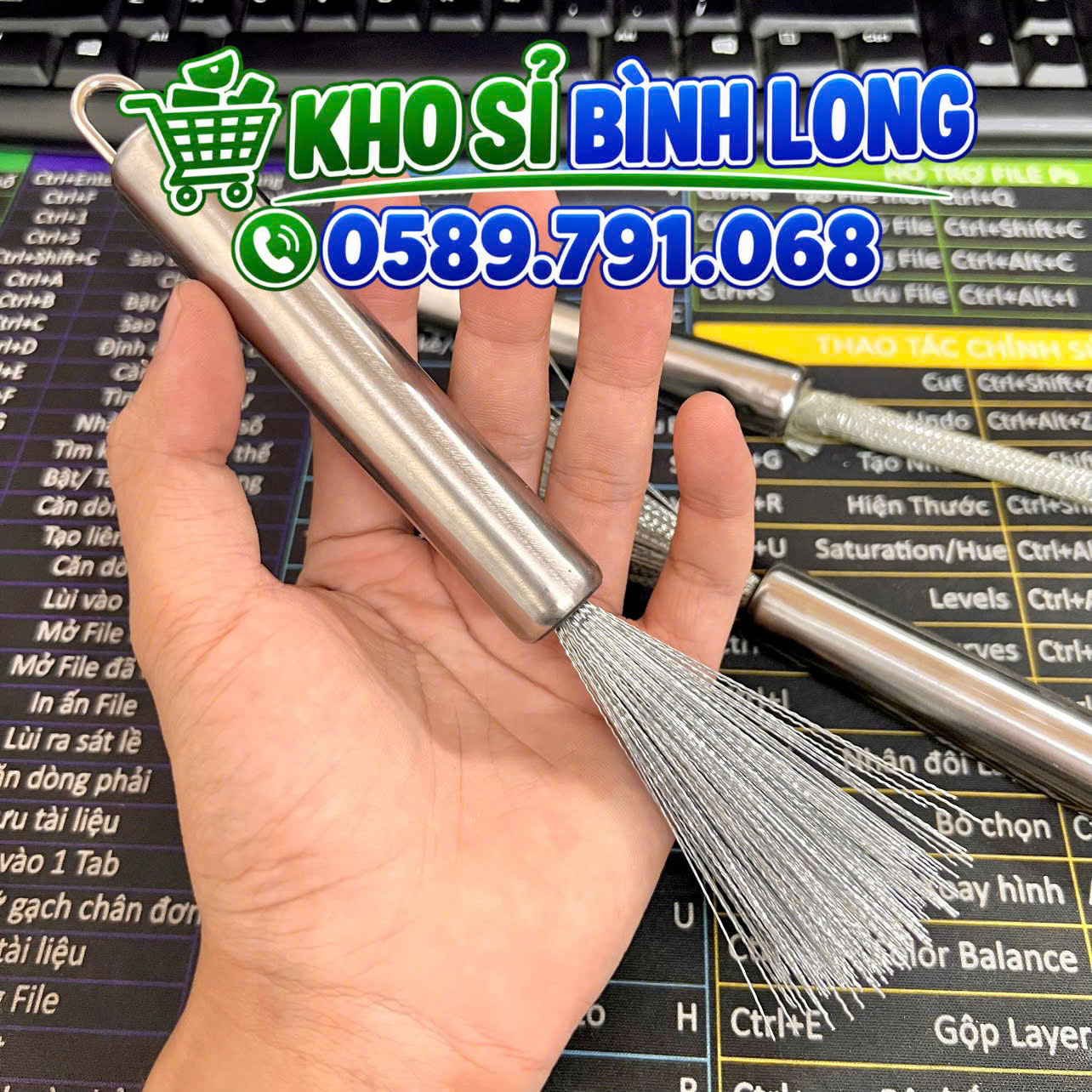 Chổi Cọ Xoong Nồi Inox 304, Bàn Chải Cọ Bát Đĩa, Rửa Chén Bát Vệ Sinh Bếp Tay Cầm Cầm Dài Tiện Lợi - Giá Sỉ