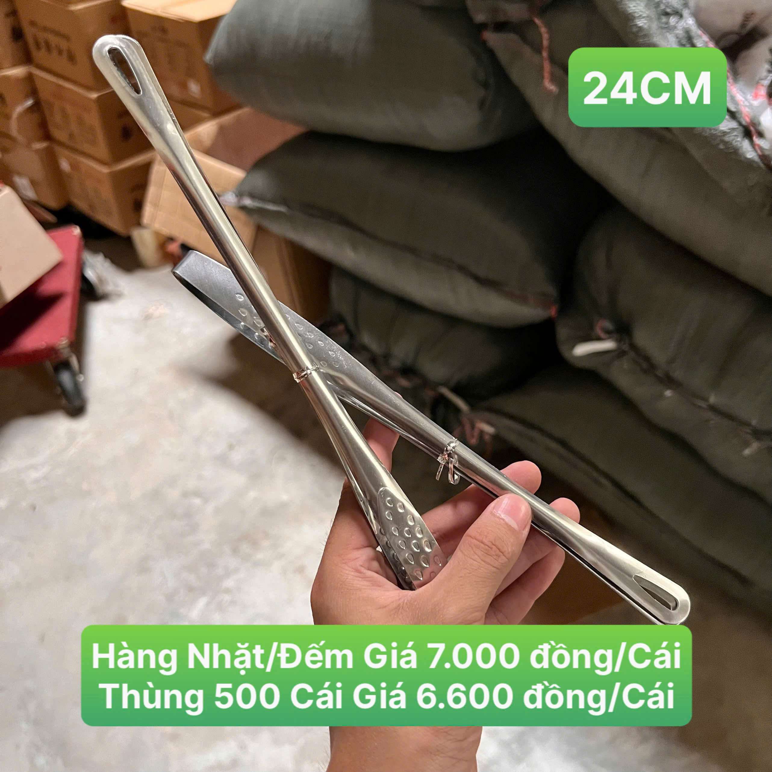 Kẹp Nướng Inox 24Cm - Kẹp Gắp Thức Ăn, Bánh Mì, Đồ Chiên Rán Tiện Lợi Kiểu Hàn