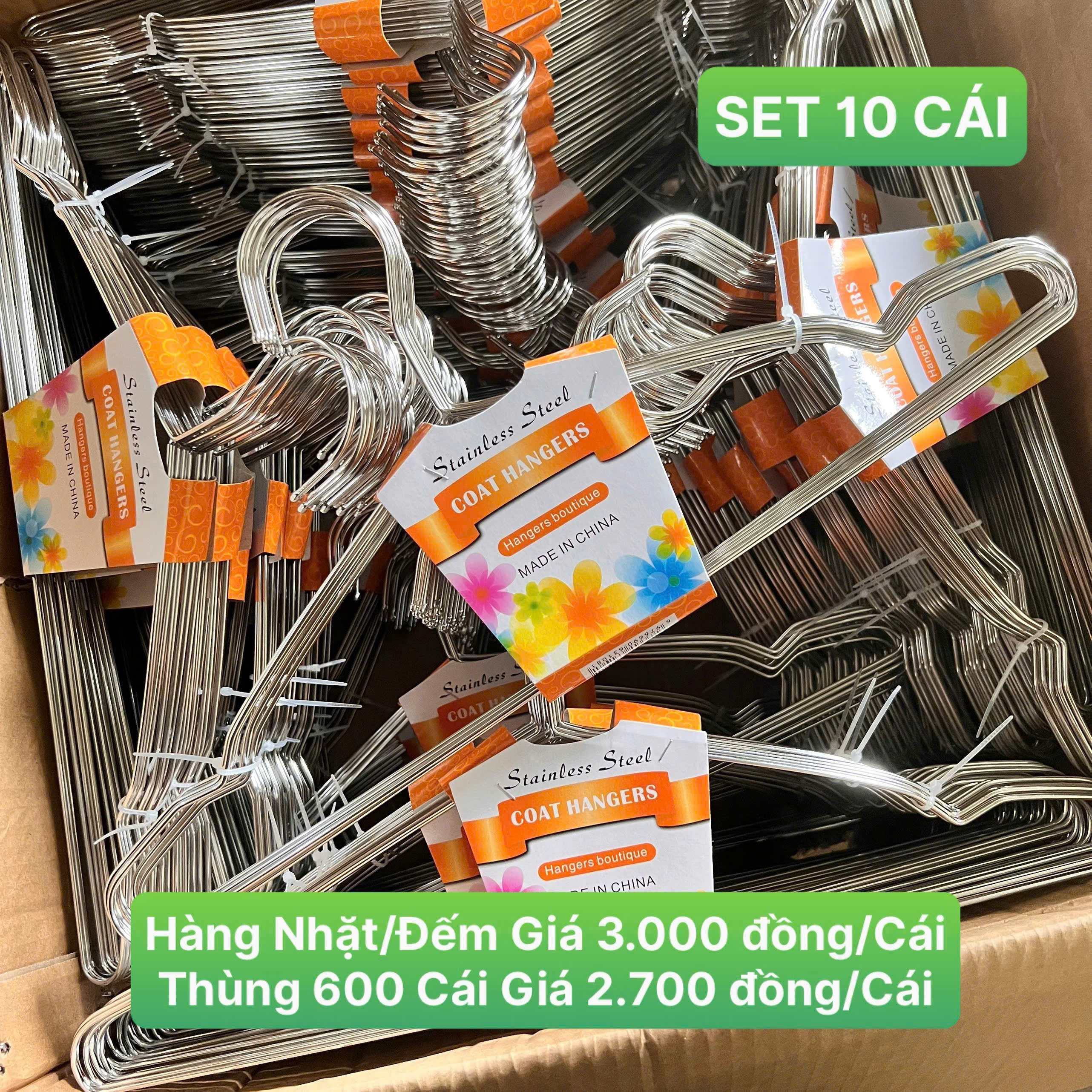Set 10 Móc Treo Quần Áo Tejo Inox Chịu Lực Tốt - Móc Quần Áo - Giá Sỉ