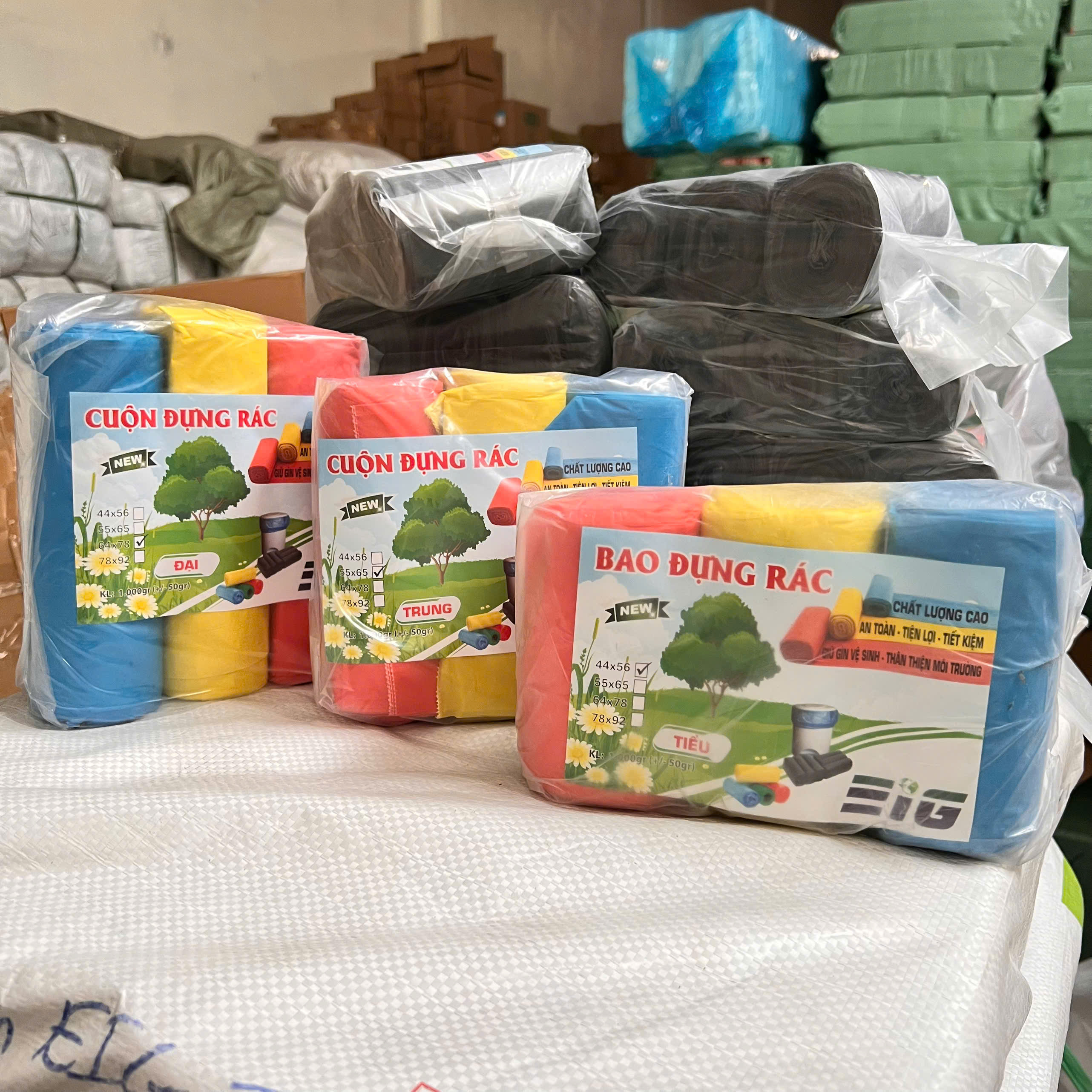 Set 3 Cuộn Túi Rác Màu 1KG EIG Siêu Dai - Túi Rác Sinh Học Tự Phân Hủy Thân Thiện Môi Trường - Giá Sỉ