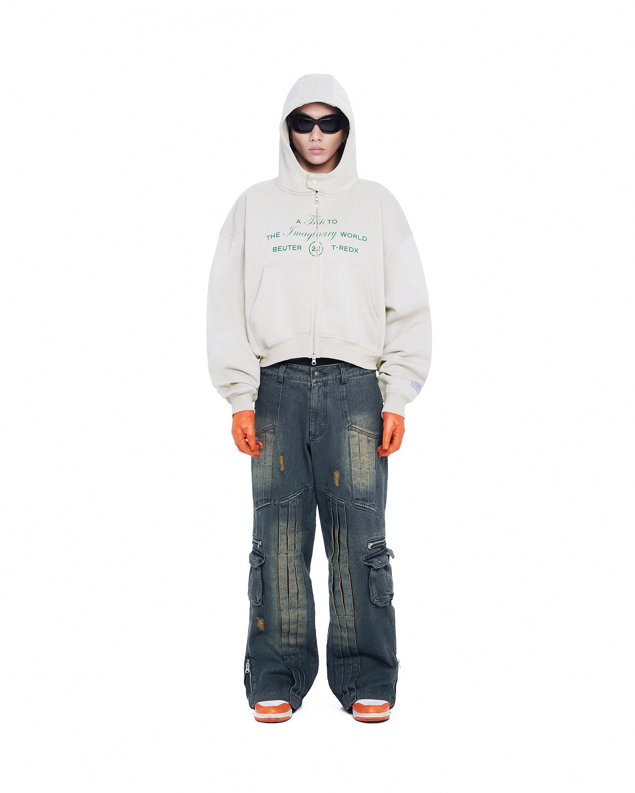 T-REDX x BEUTER® VOLVA WASHED DIRT BLUE CARGO JEANS