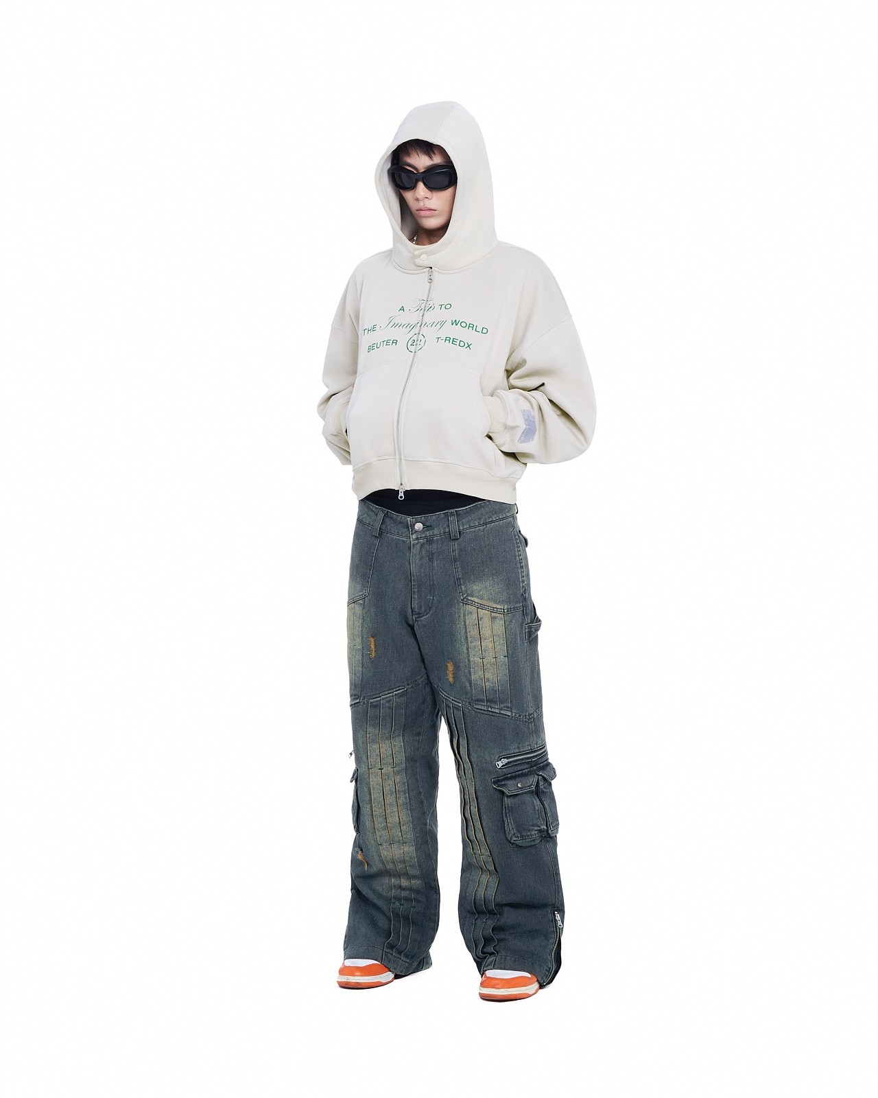 T-REDX x BEUTER® VOLVA WASHED DIRT BLUE CARGO JEANS