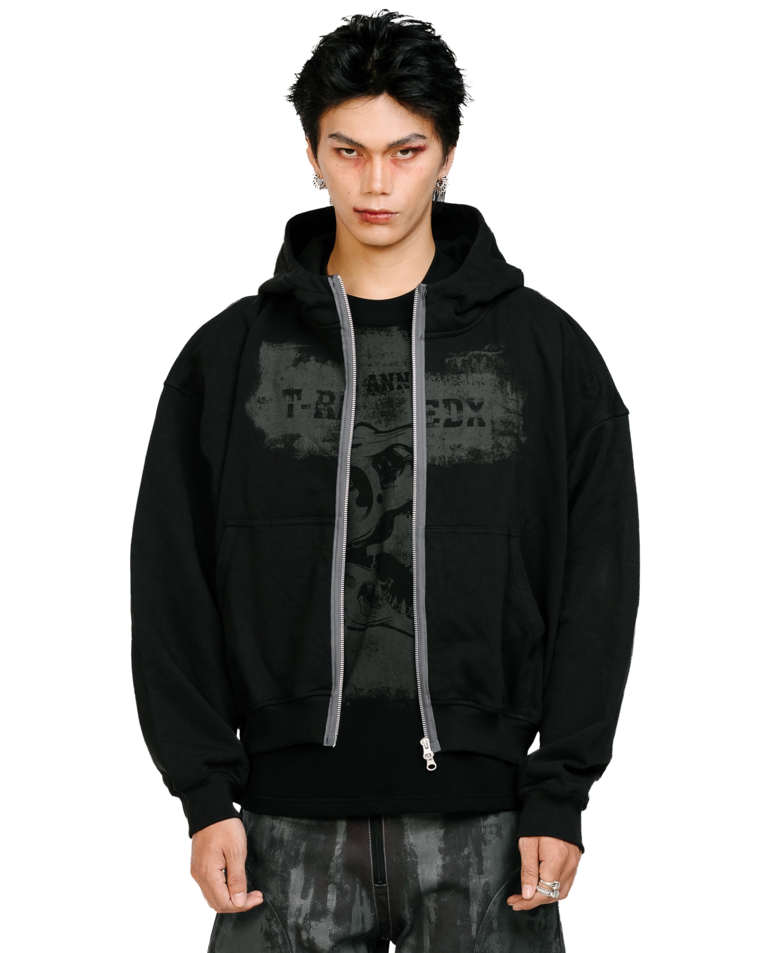 5raphite Zipped Hoodie