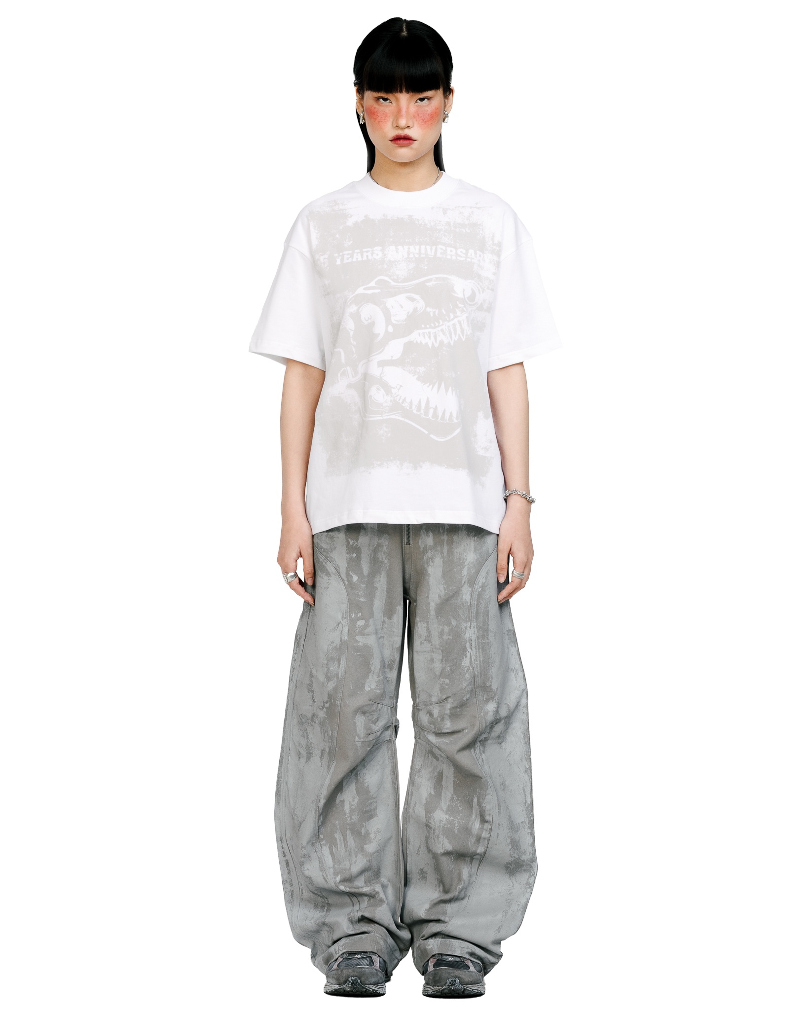 Paint Roller Boxy Tee - White