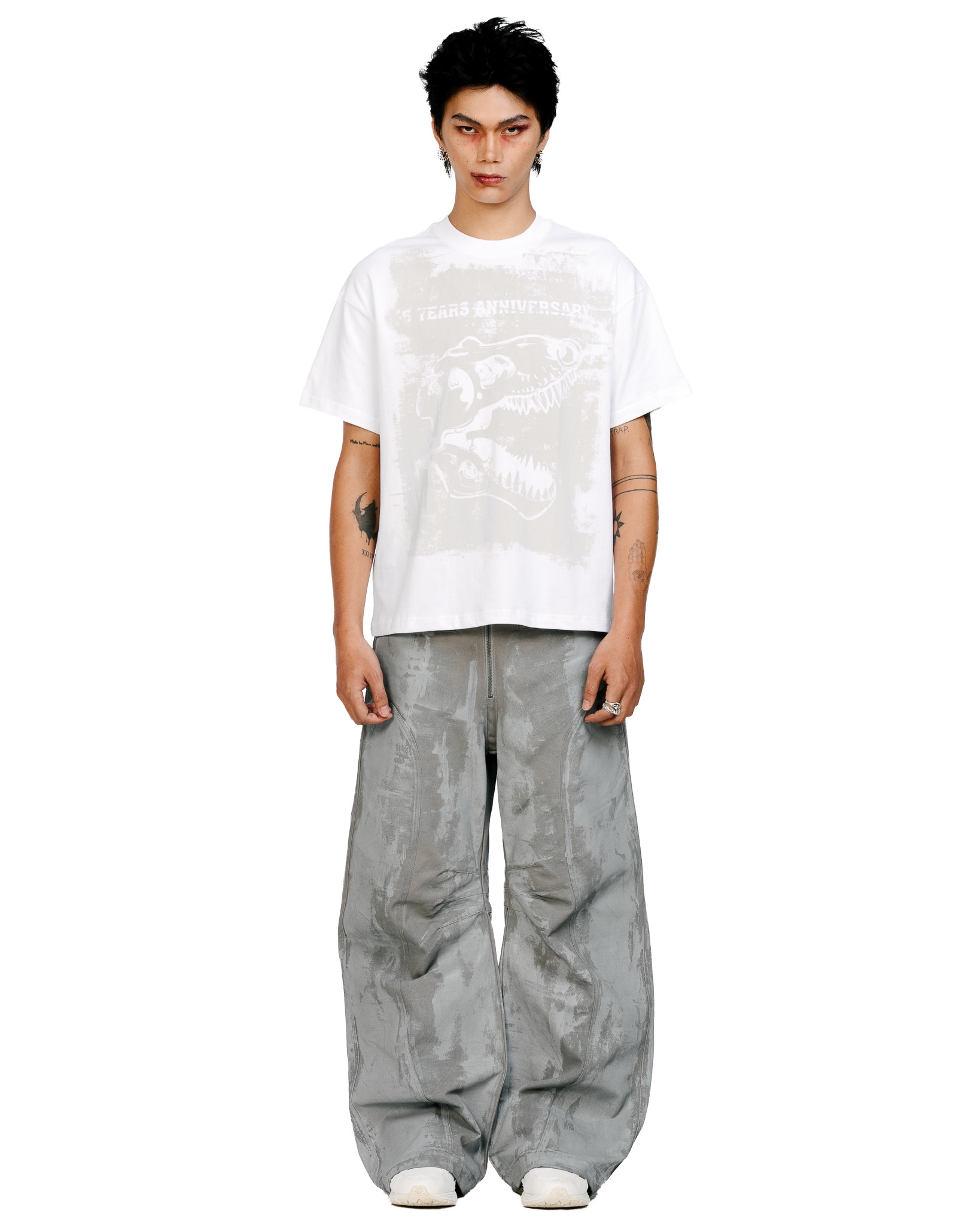 Paint Roller Boxy Tee - White