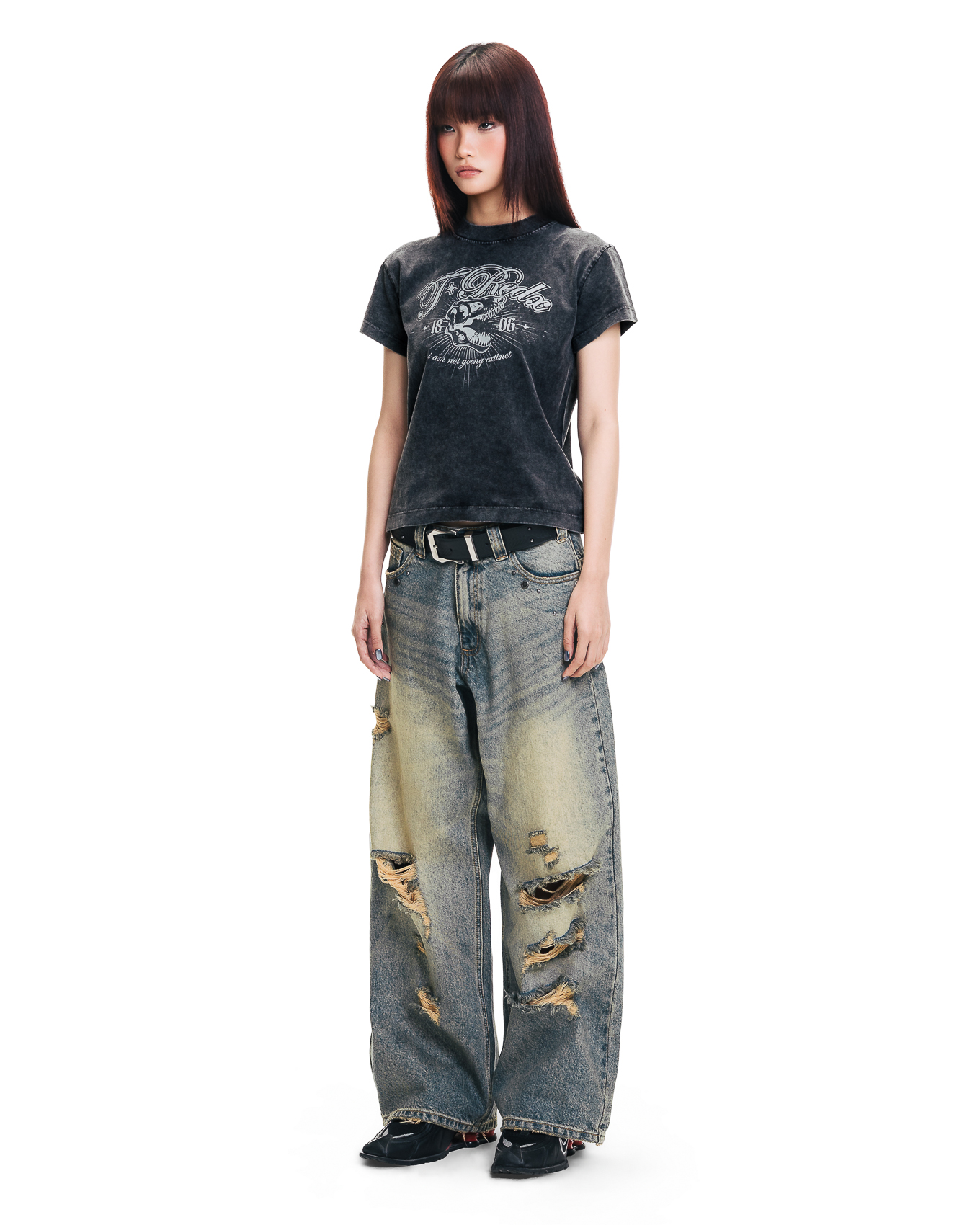 BLASTEDX WASH FITTED TEE - BLACK