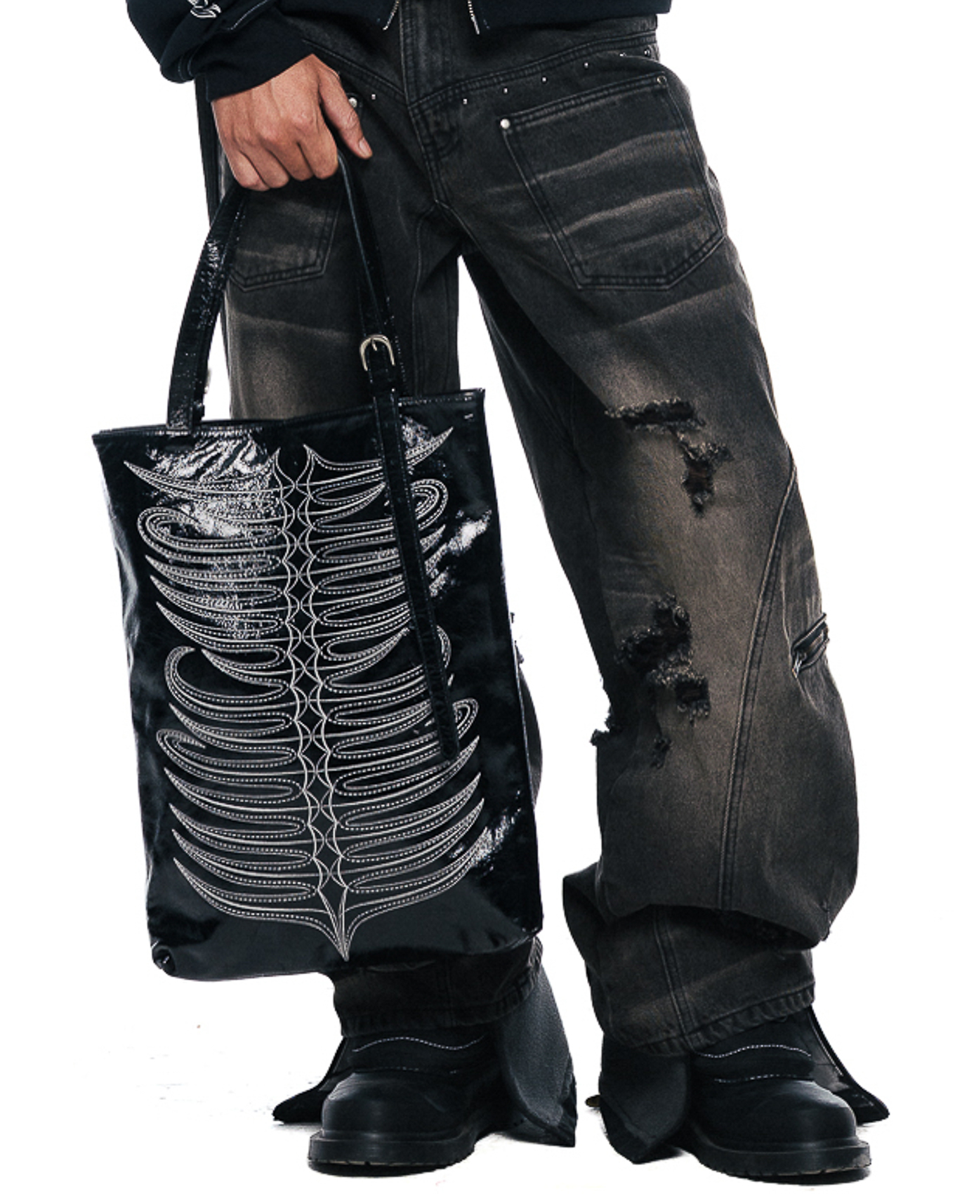 COSTALEDX LEATHER TOTE BAG - BLACK