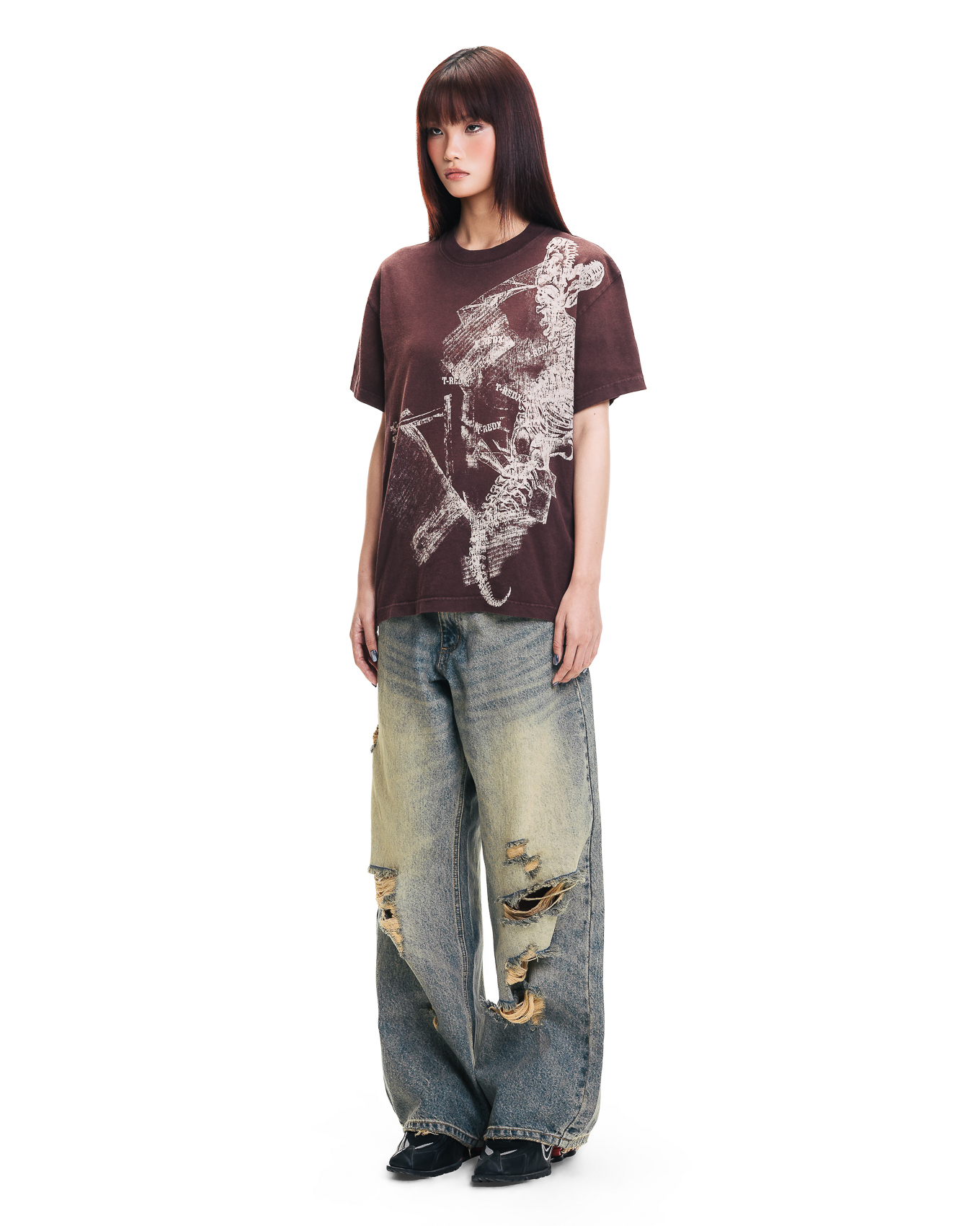 CRACKDINOEDX WASHED TEE - RED