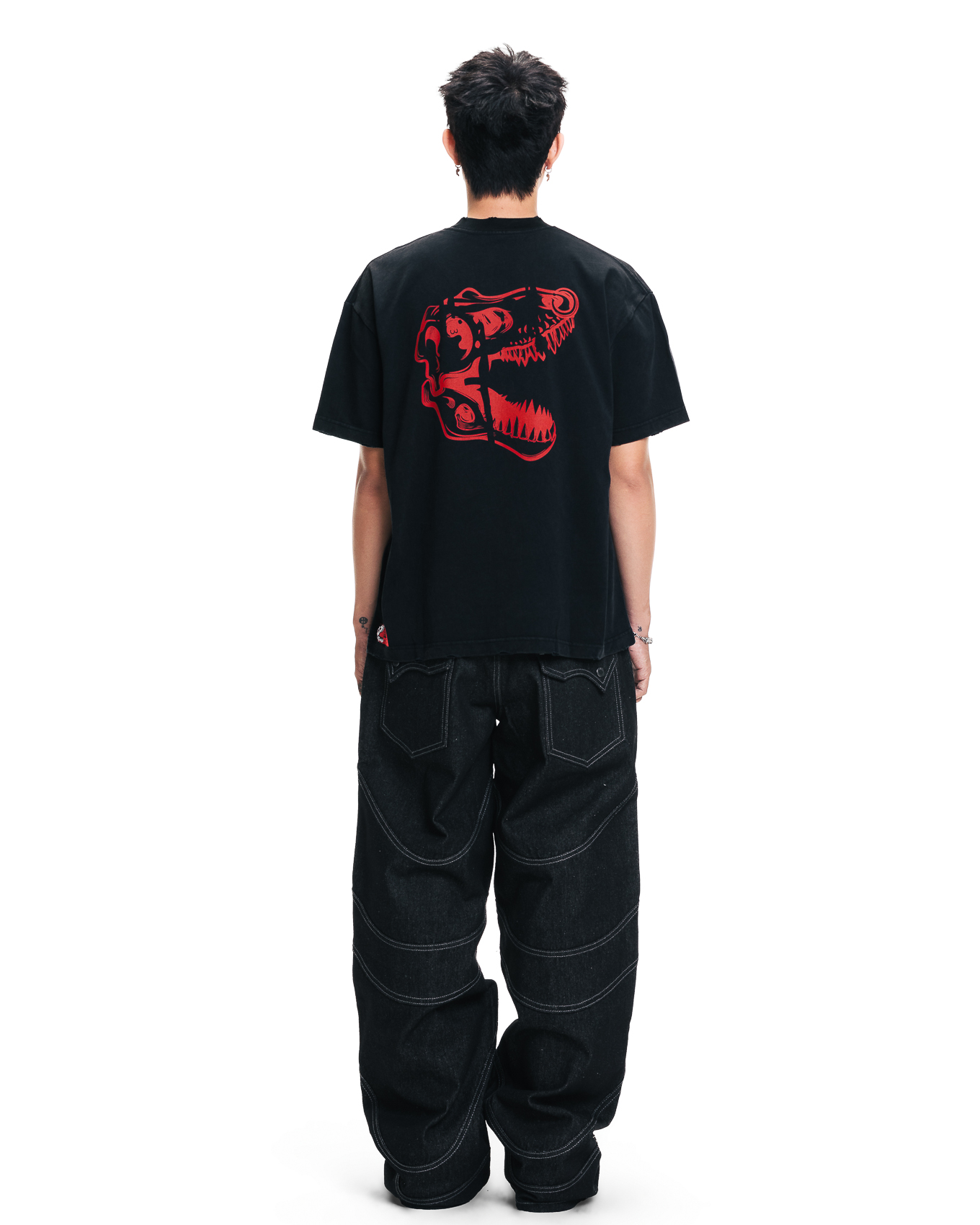 CRACKEDX RIB TEE - BLACK