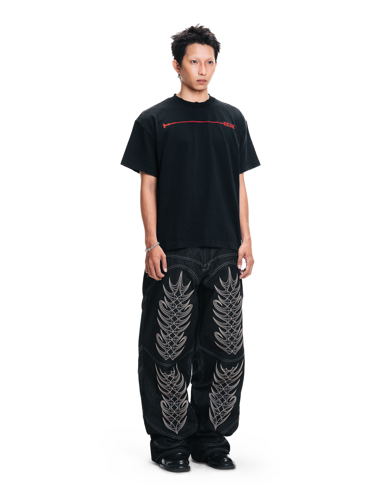 CRACKEDX RIB TEE - BLACK
