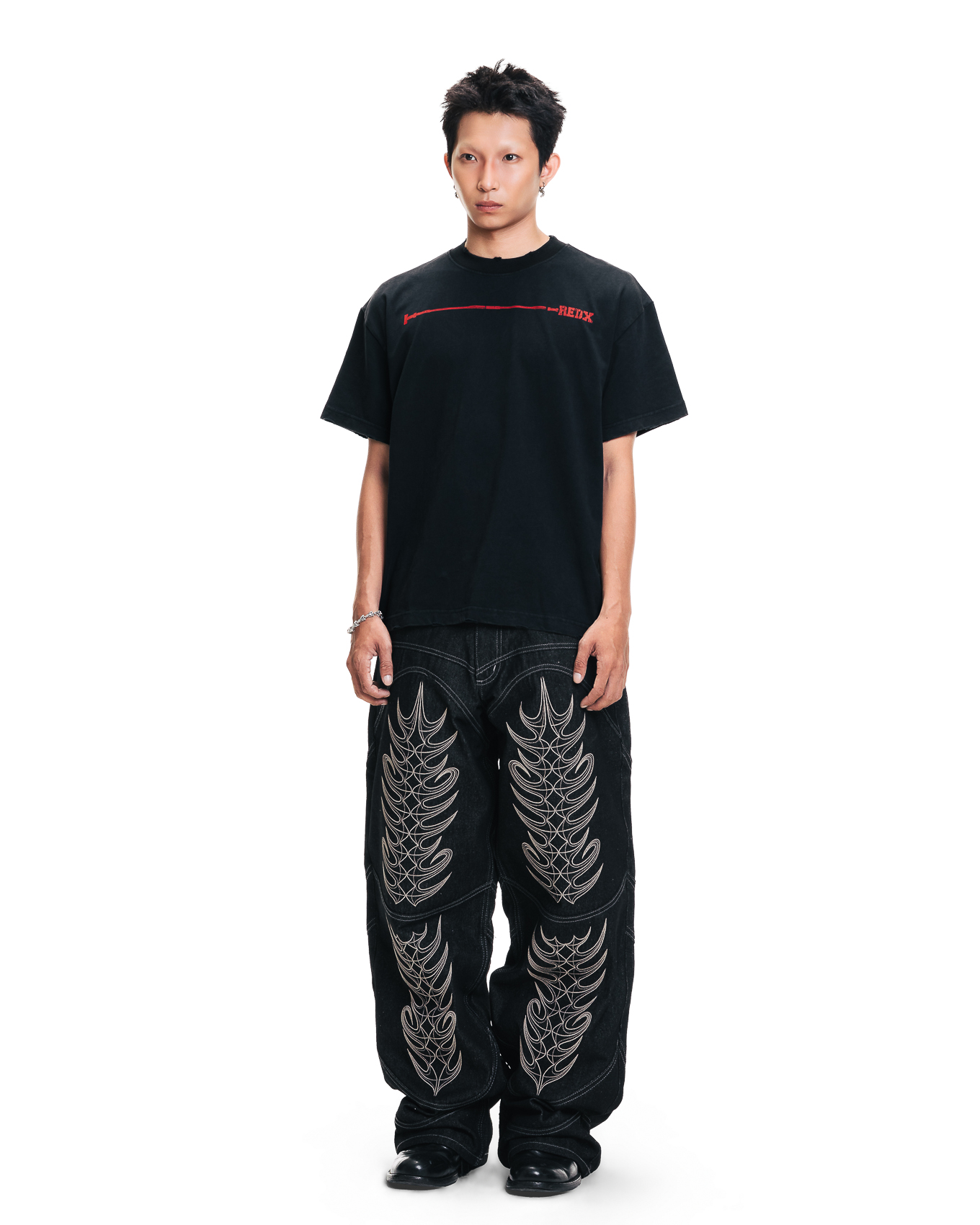 CRACKEDX RIB TEE - BLACK