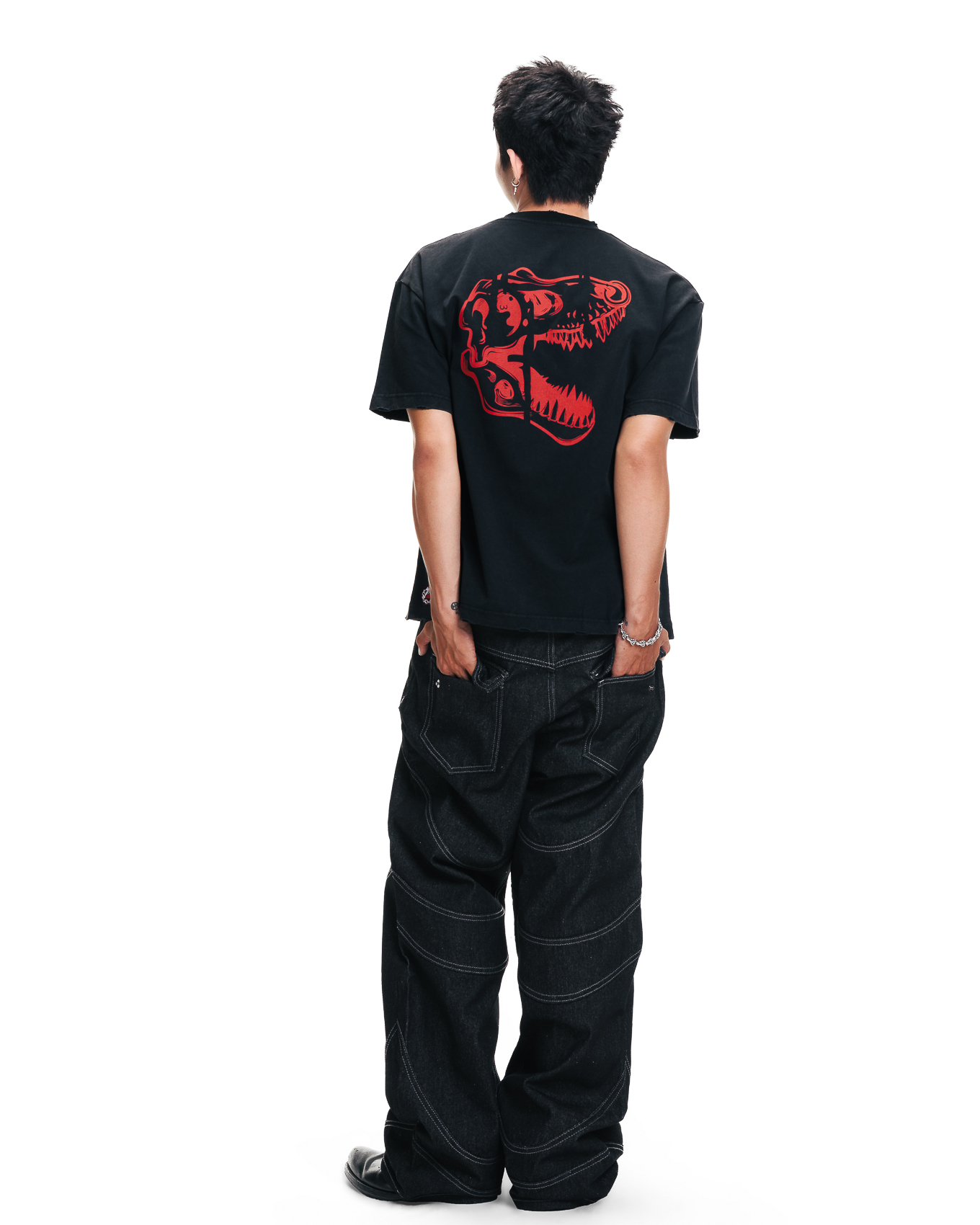 CRACKEDX RIB TEE - BLACK