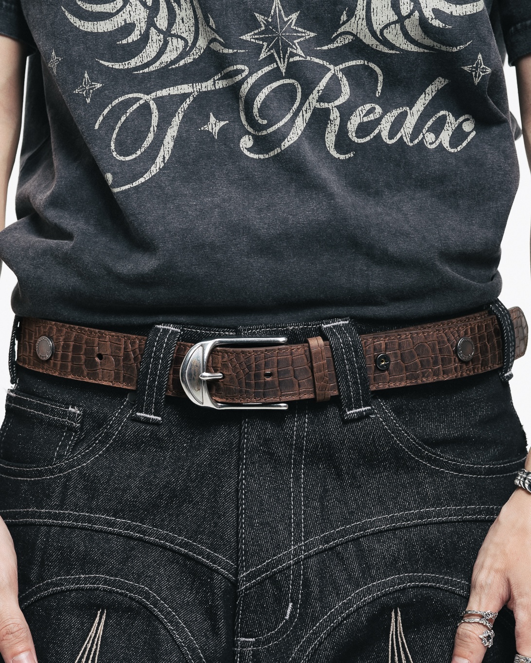 CROCODEDX LEATHER BELT - MOCHA