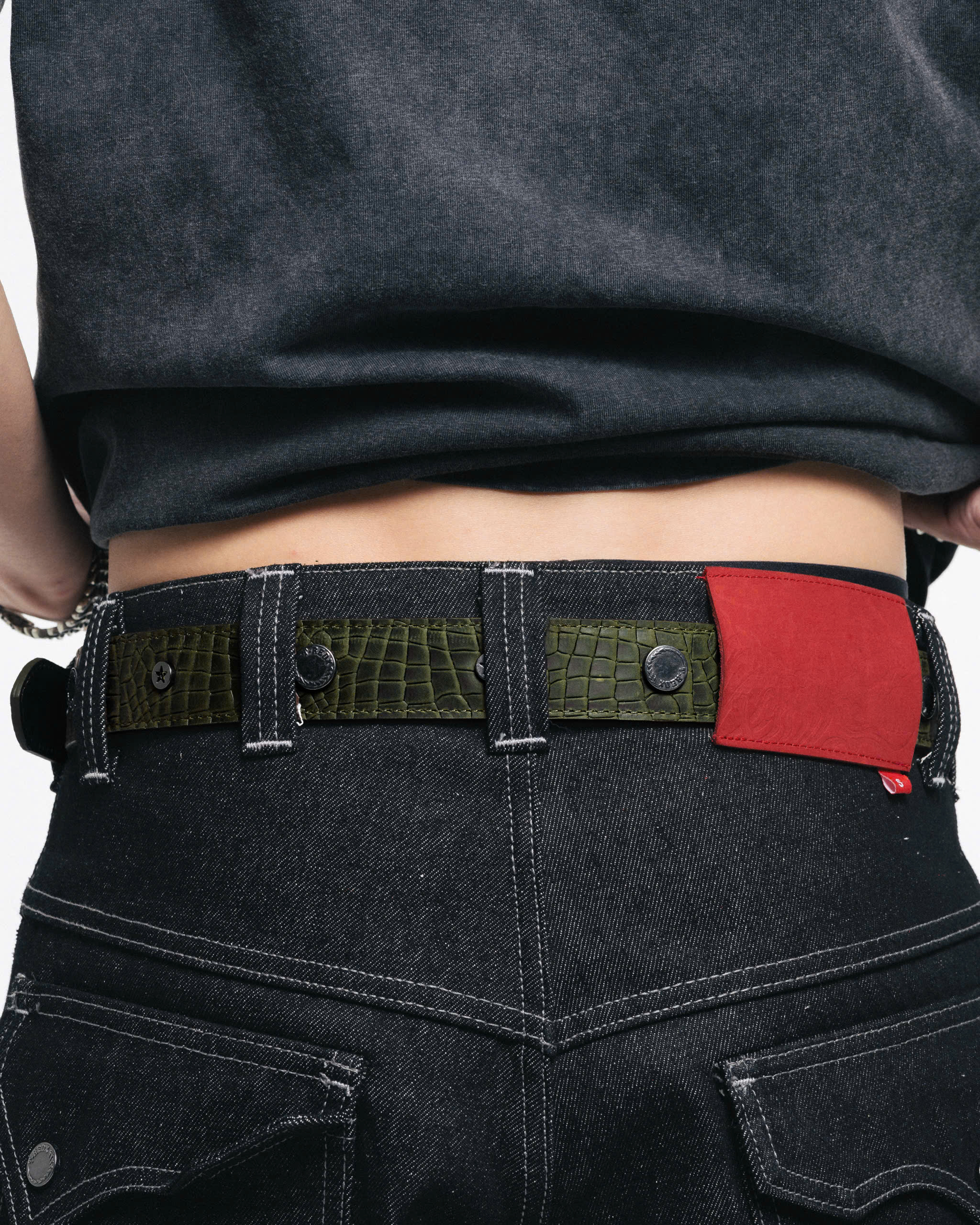 CROCODEDX LEATHER BELT - OLIVE