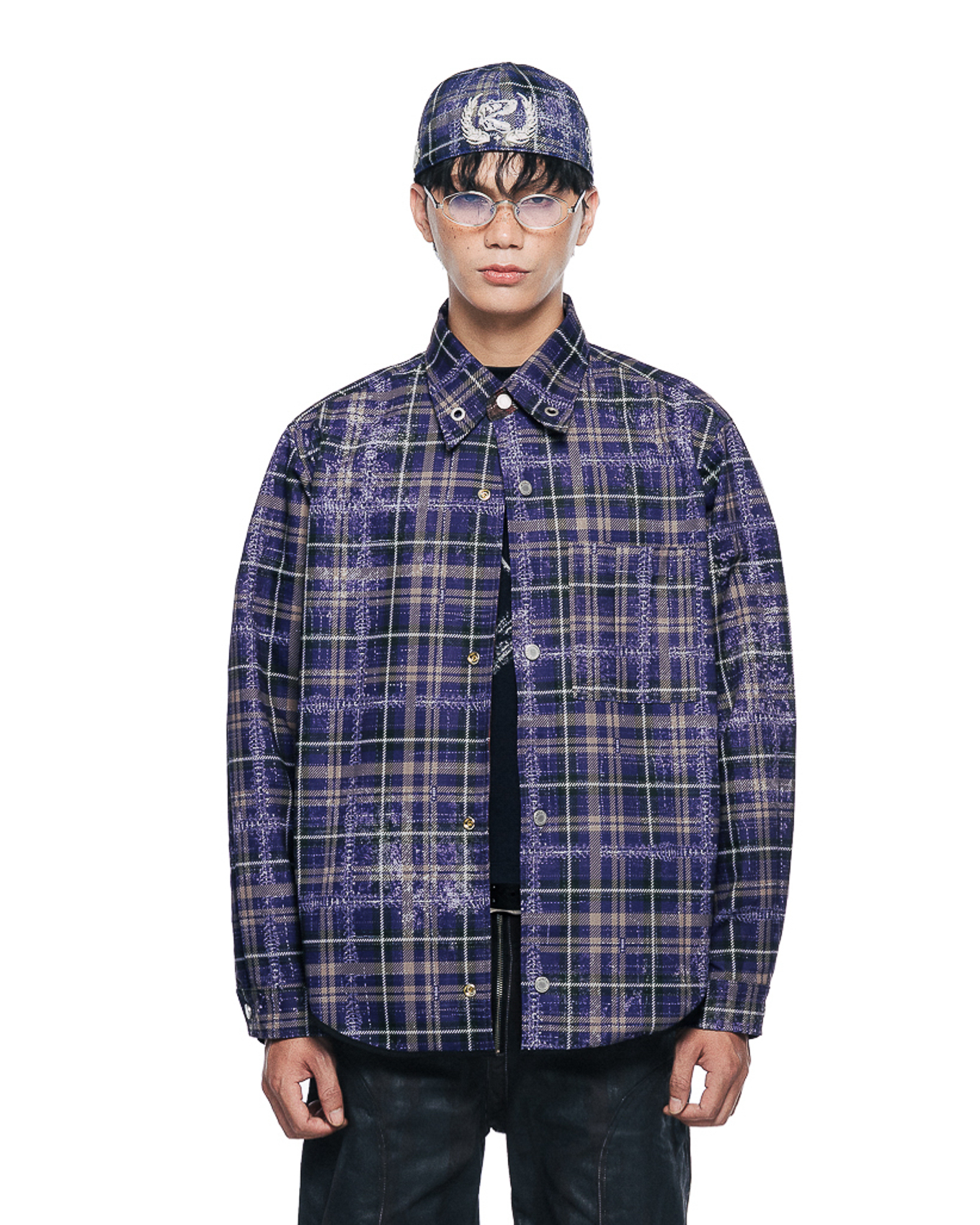 DAZZELE REVERSIBLE SHIRT - Purple / Mocha Blue