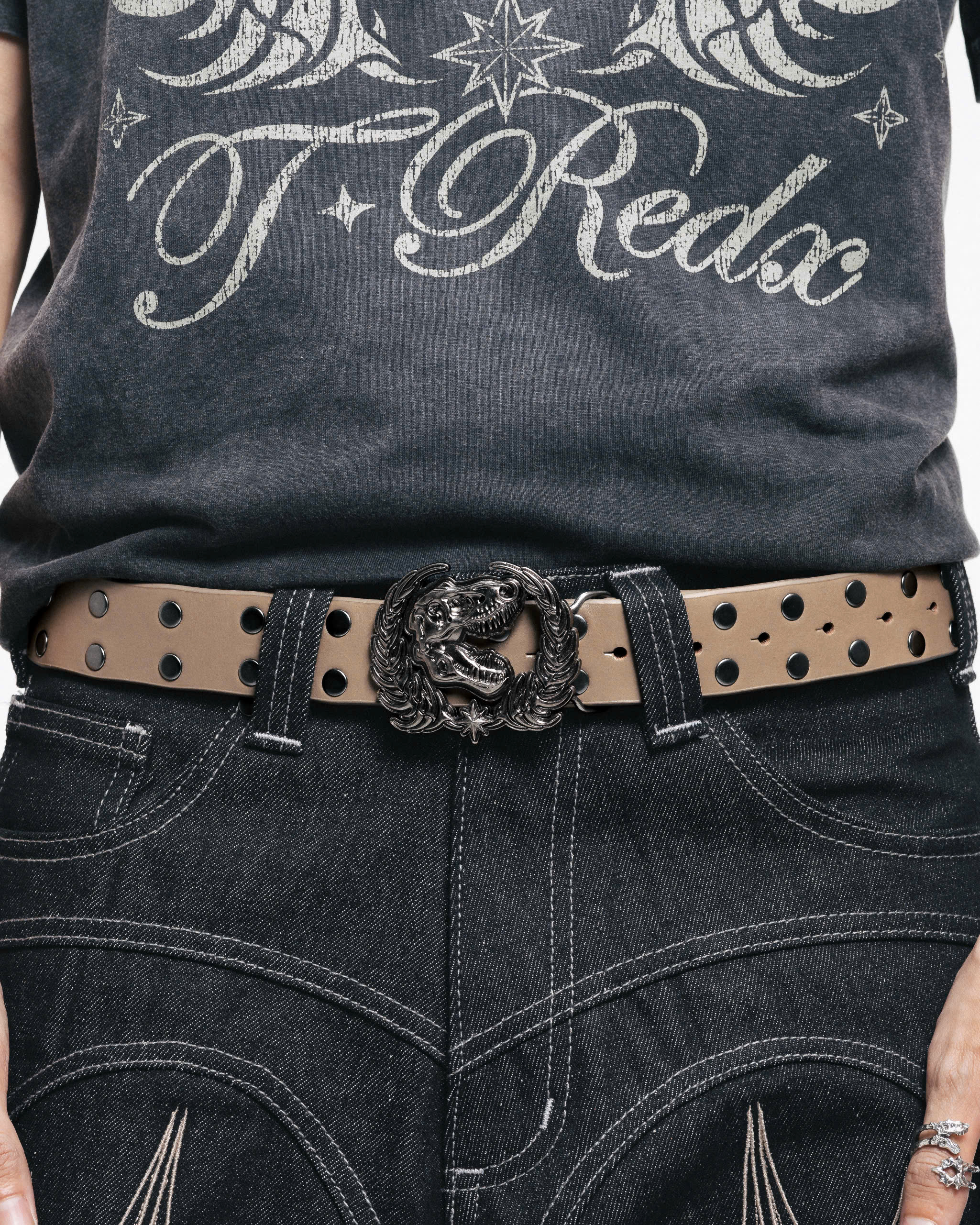 GLOREDX LEATHER BELT - LIGHT GREY