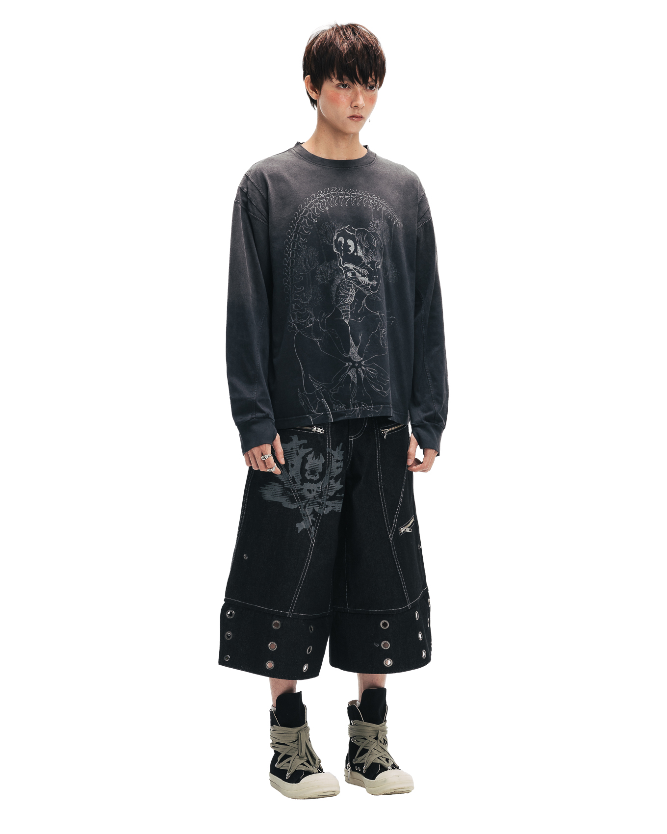 HENKA WASHED LONGSLEEVES - BLACK