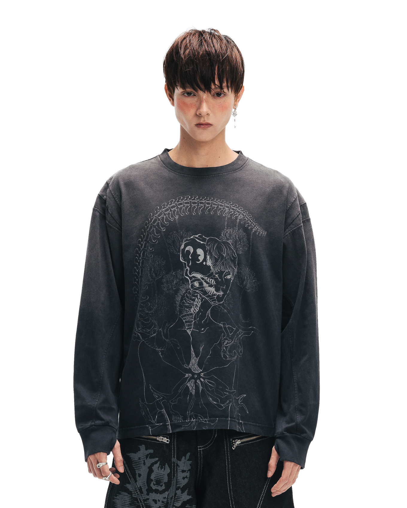 HENKA WASHED LONGSLEEVES - BLACK