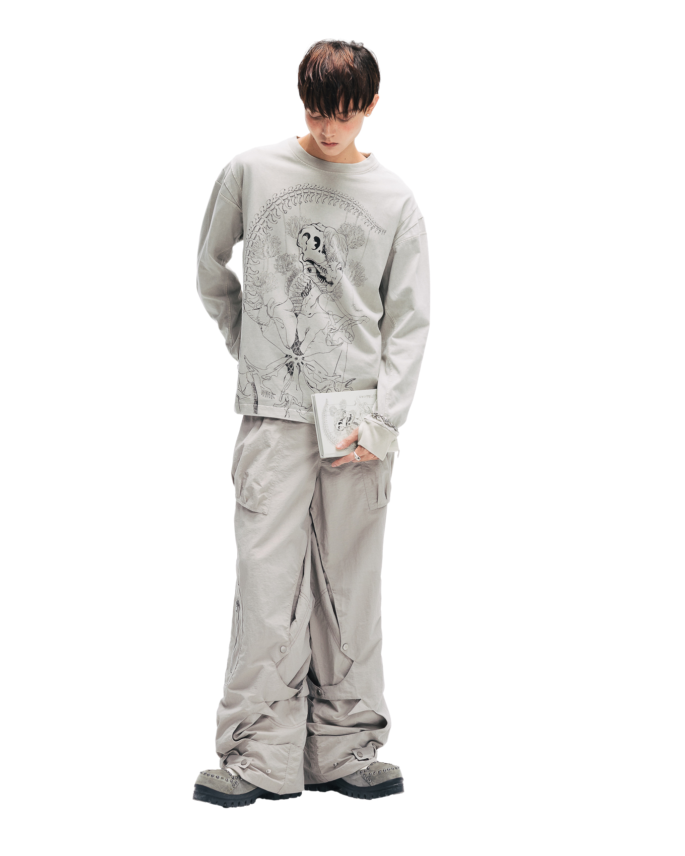 HENKA WASHED LONGSLEEVES - GREY