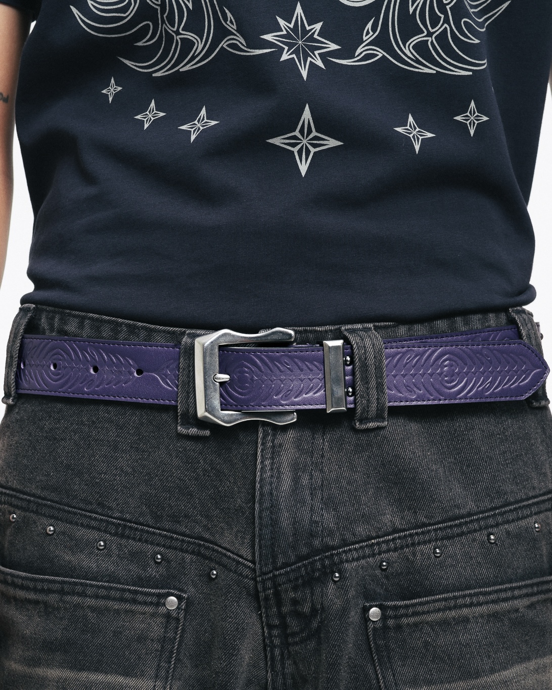 KUCKLEDX LEATHER BELT - PURPLE