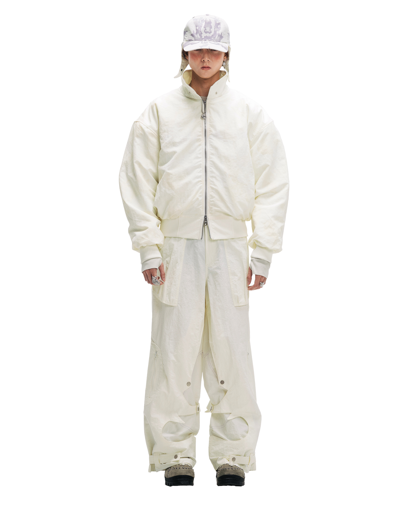 KYOSEI REVERSIBLE BOMBER JACKET - CREAM WHITE