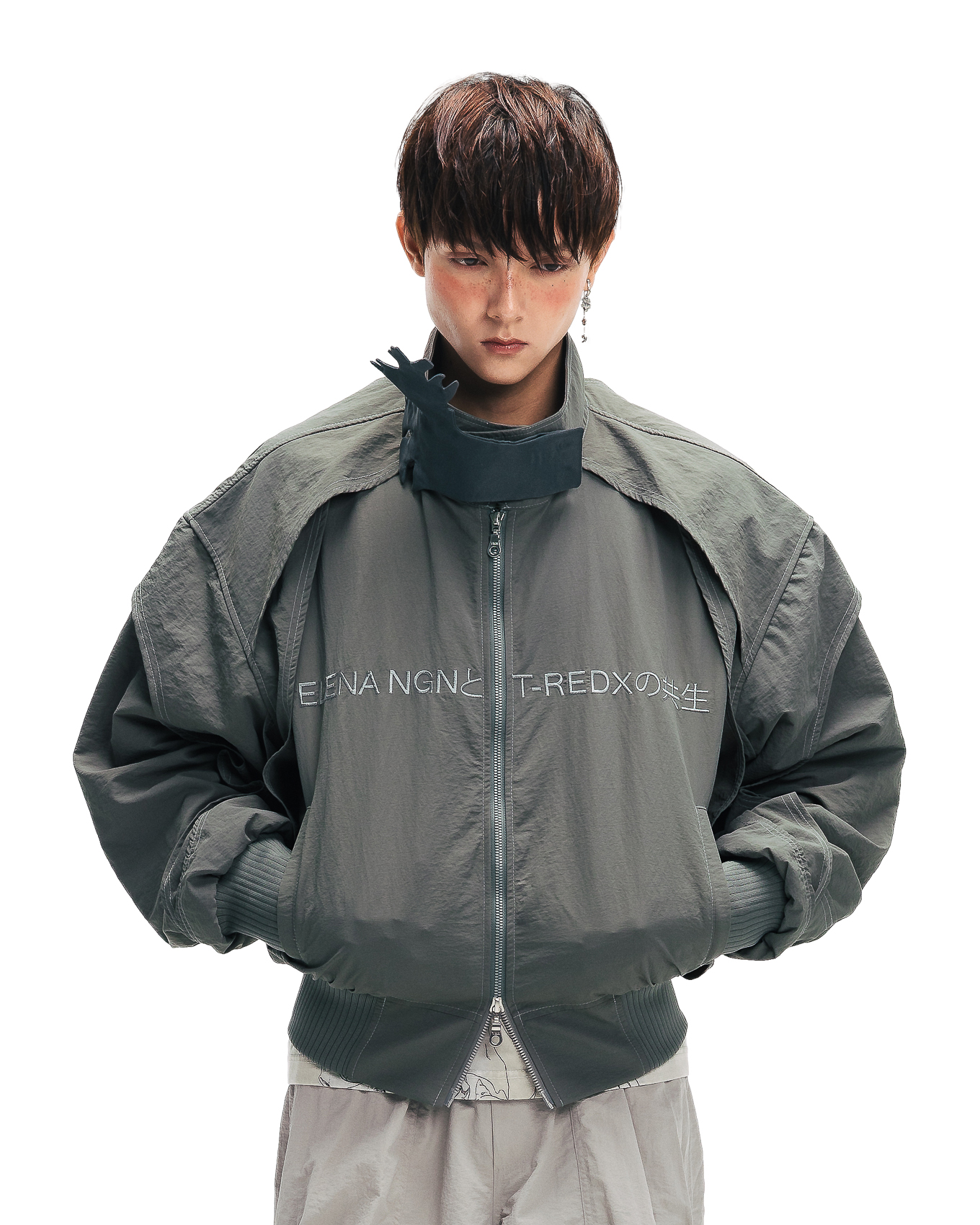 KYOSEI REVERSIBLE BOMBER JACKET - GREY