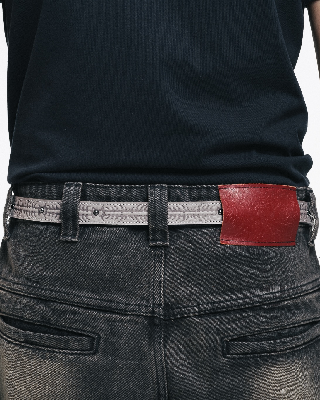 PETITEDX LEATHER BELT - GREY