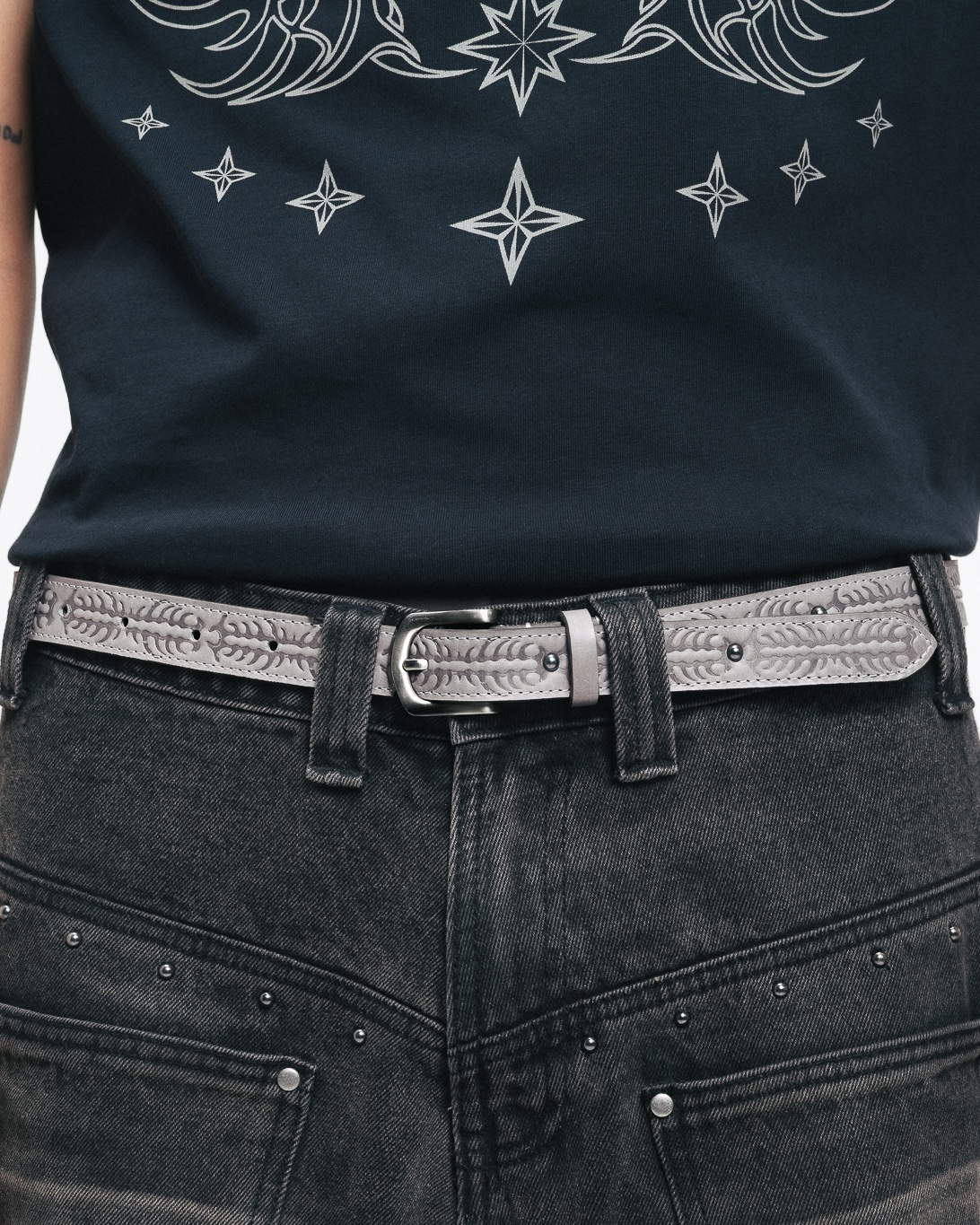 PETITEDX LEATHER BELT - GREY