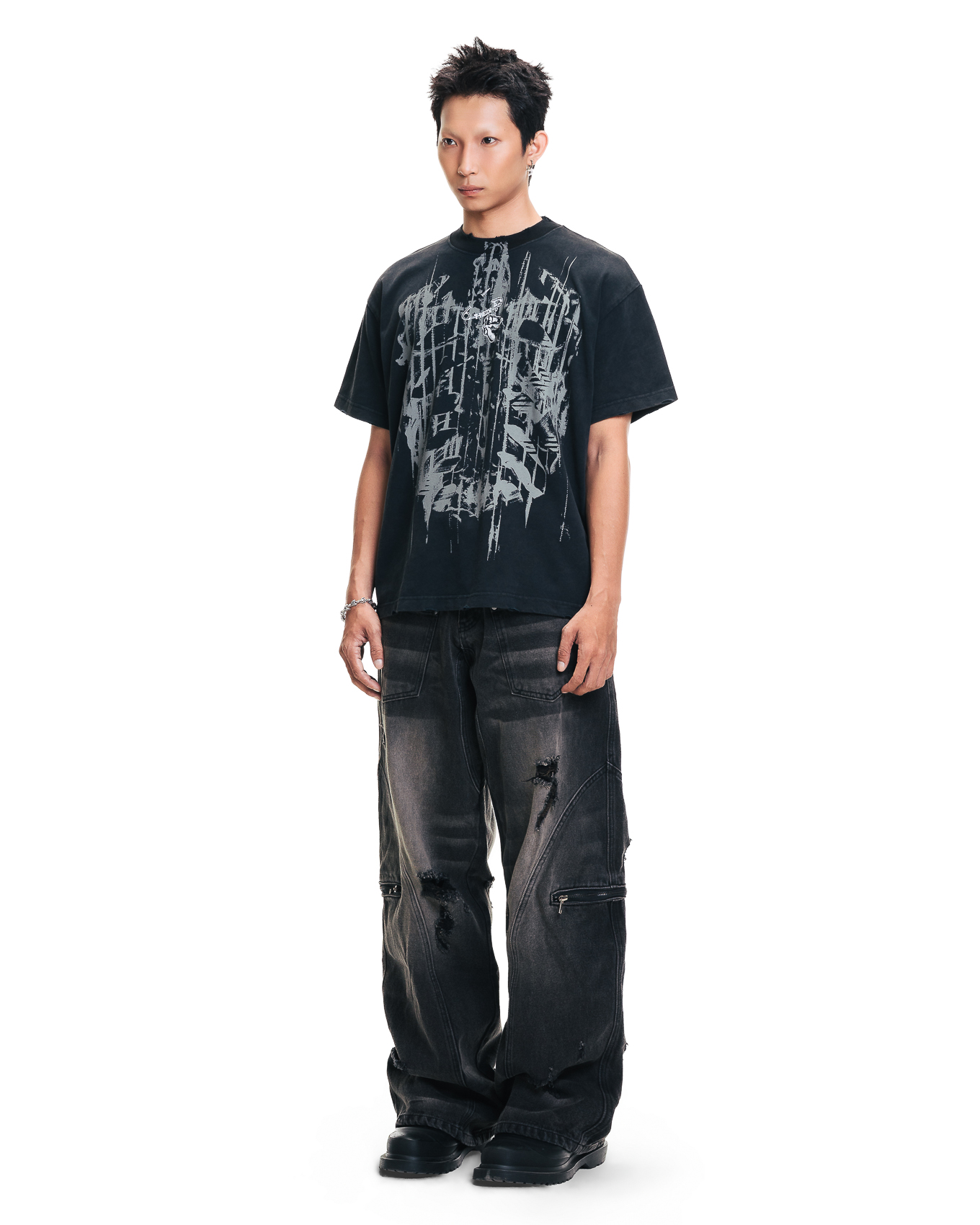 SAFEDX-T PIN WASHED TEE - BLACK