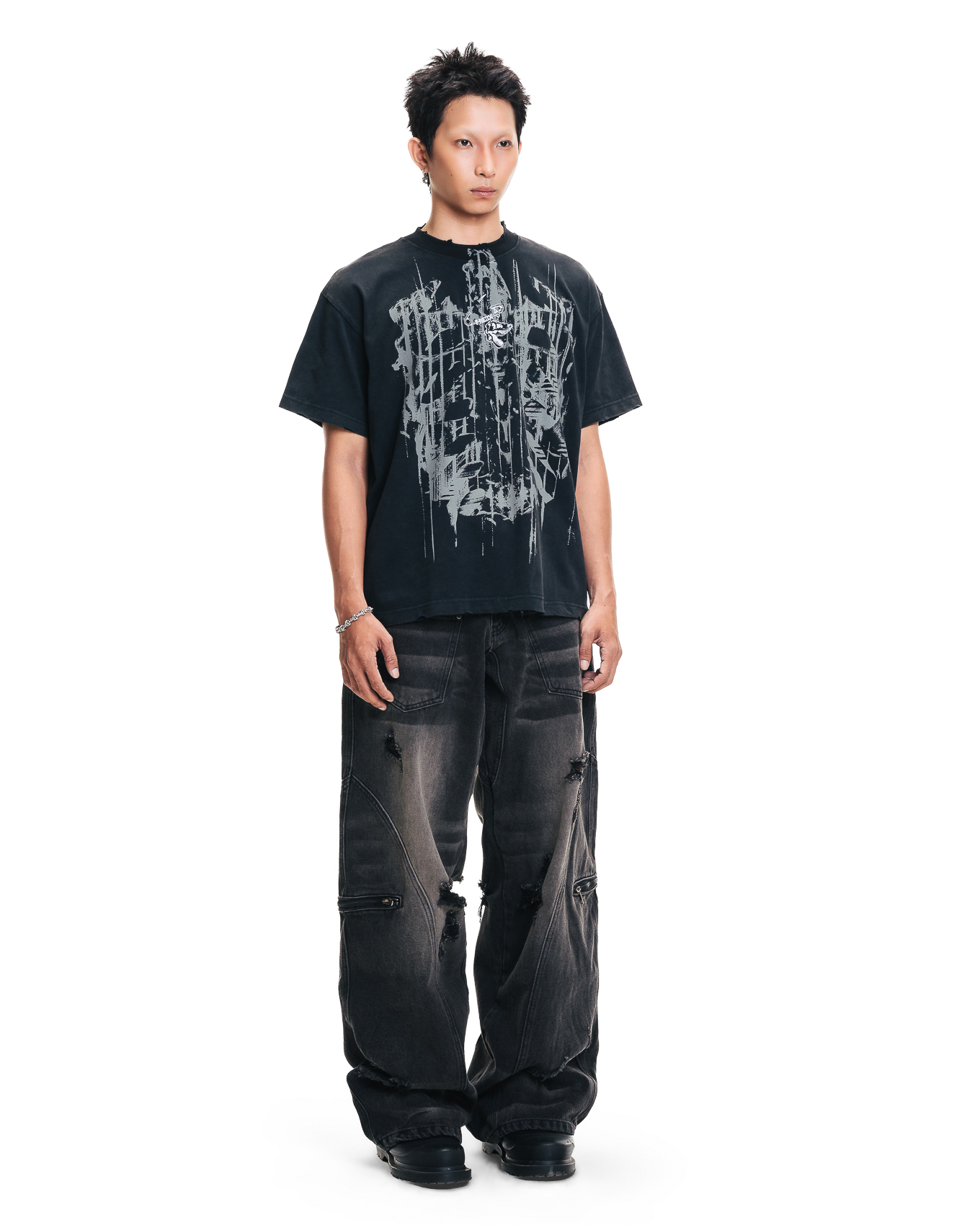 SAFEDX-T PIN WASHED TEE - BLACK