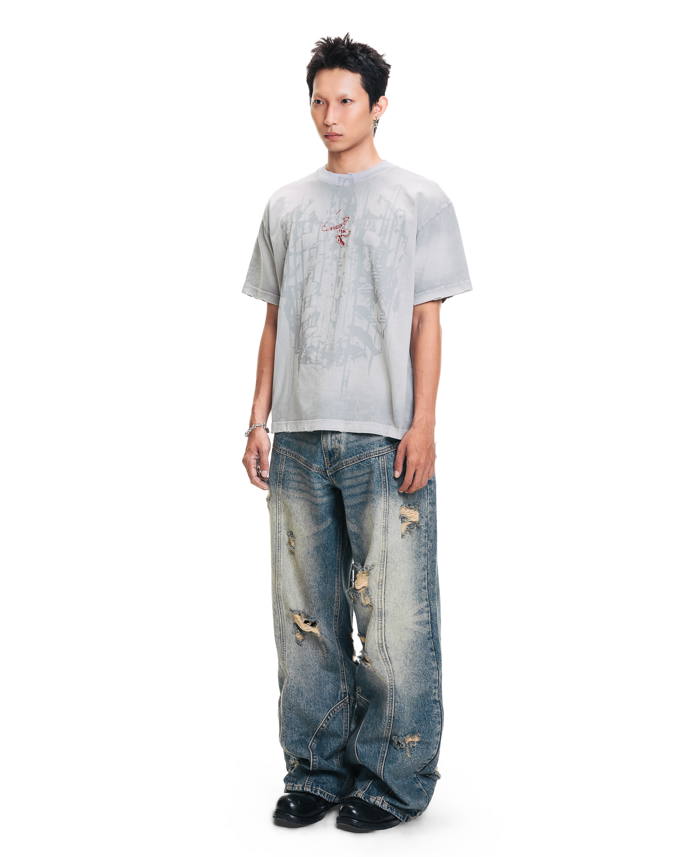 SAFEDX-T PIN WASHED TEE - WHITE ASH