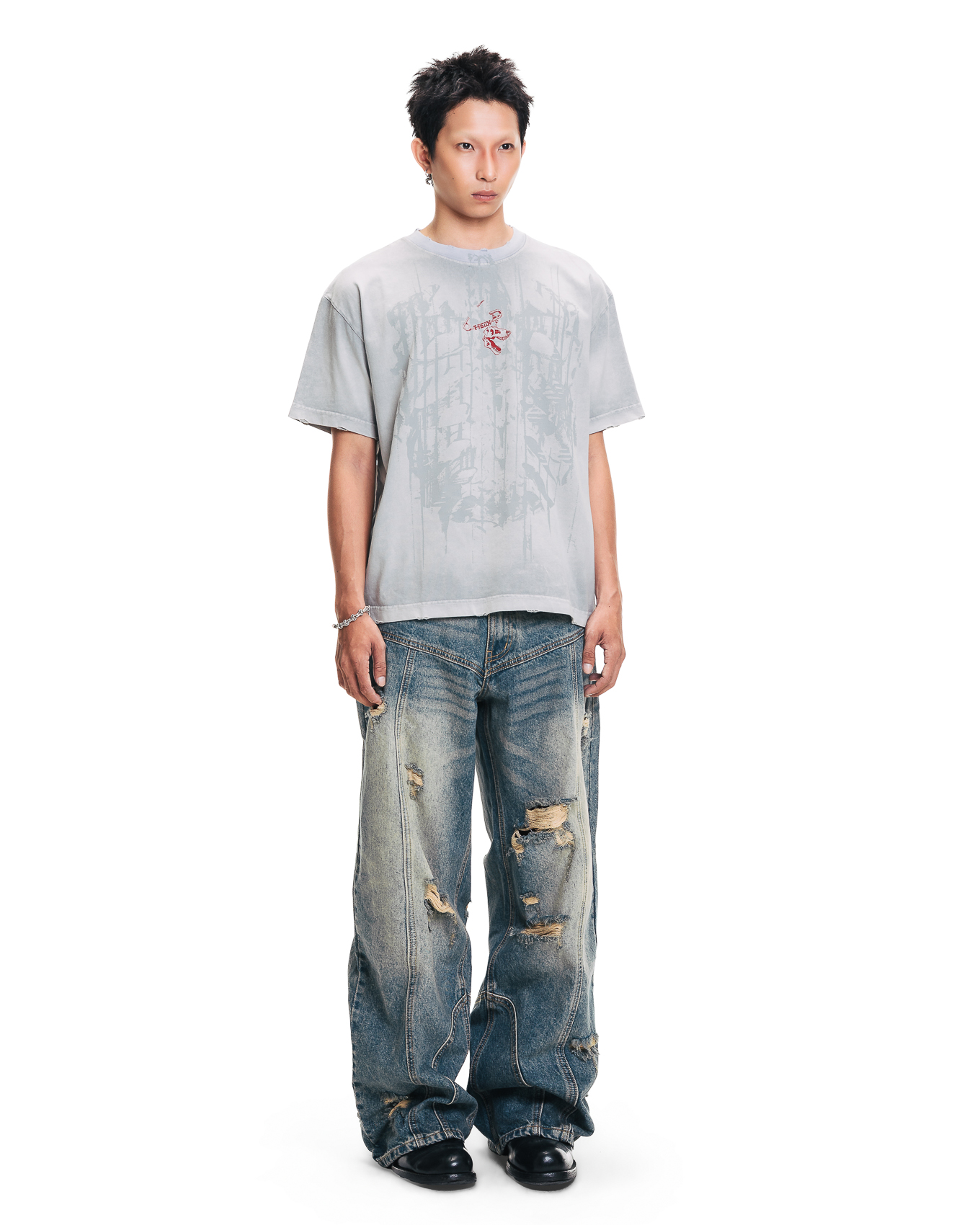 SAFEDX-T PIN WASHED TEE - WHITE ASH