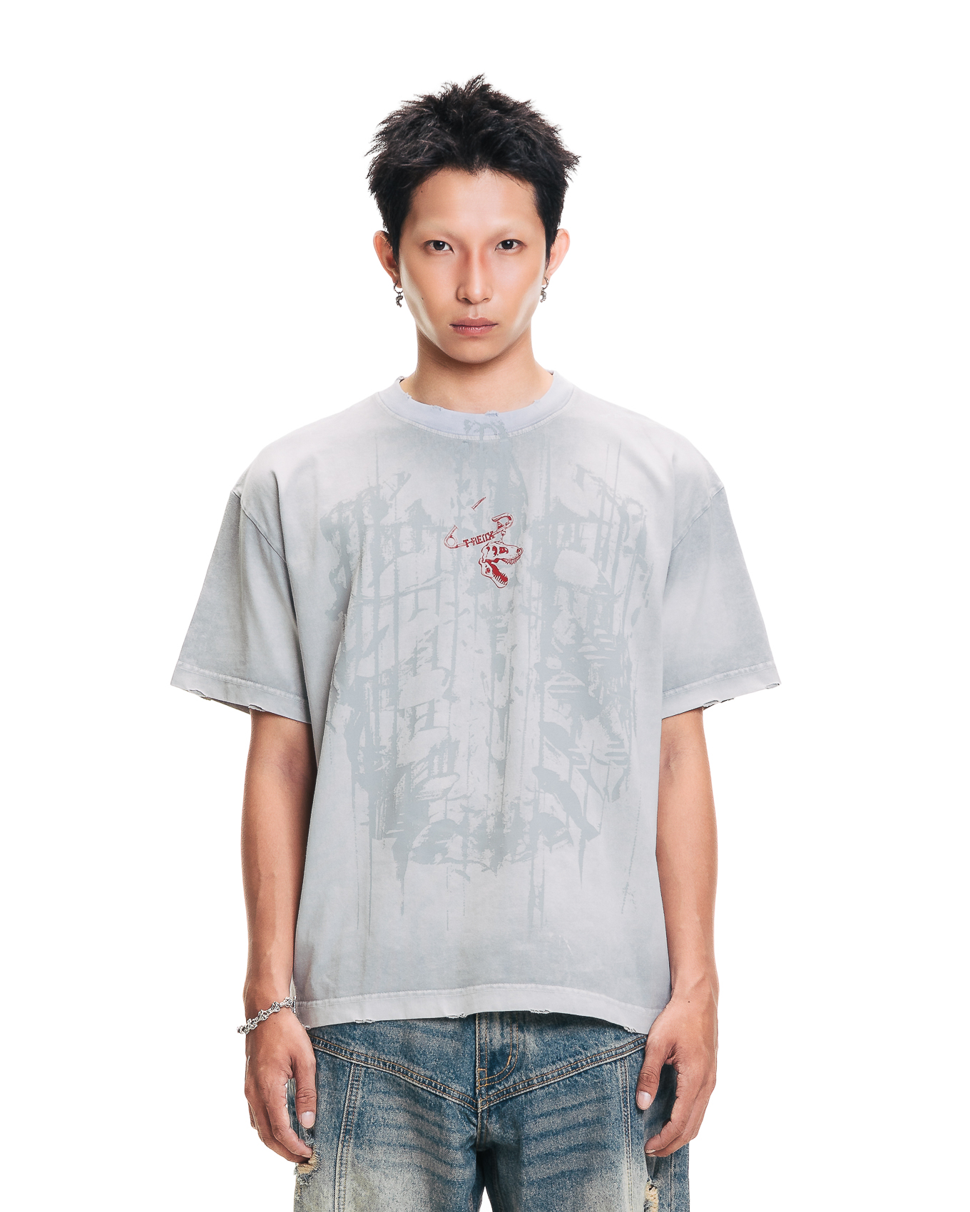 SAFEDX-T PIN WASHED TEE - WHITE ASH