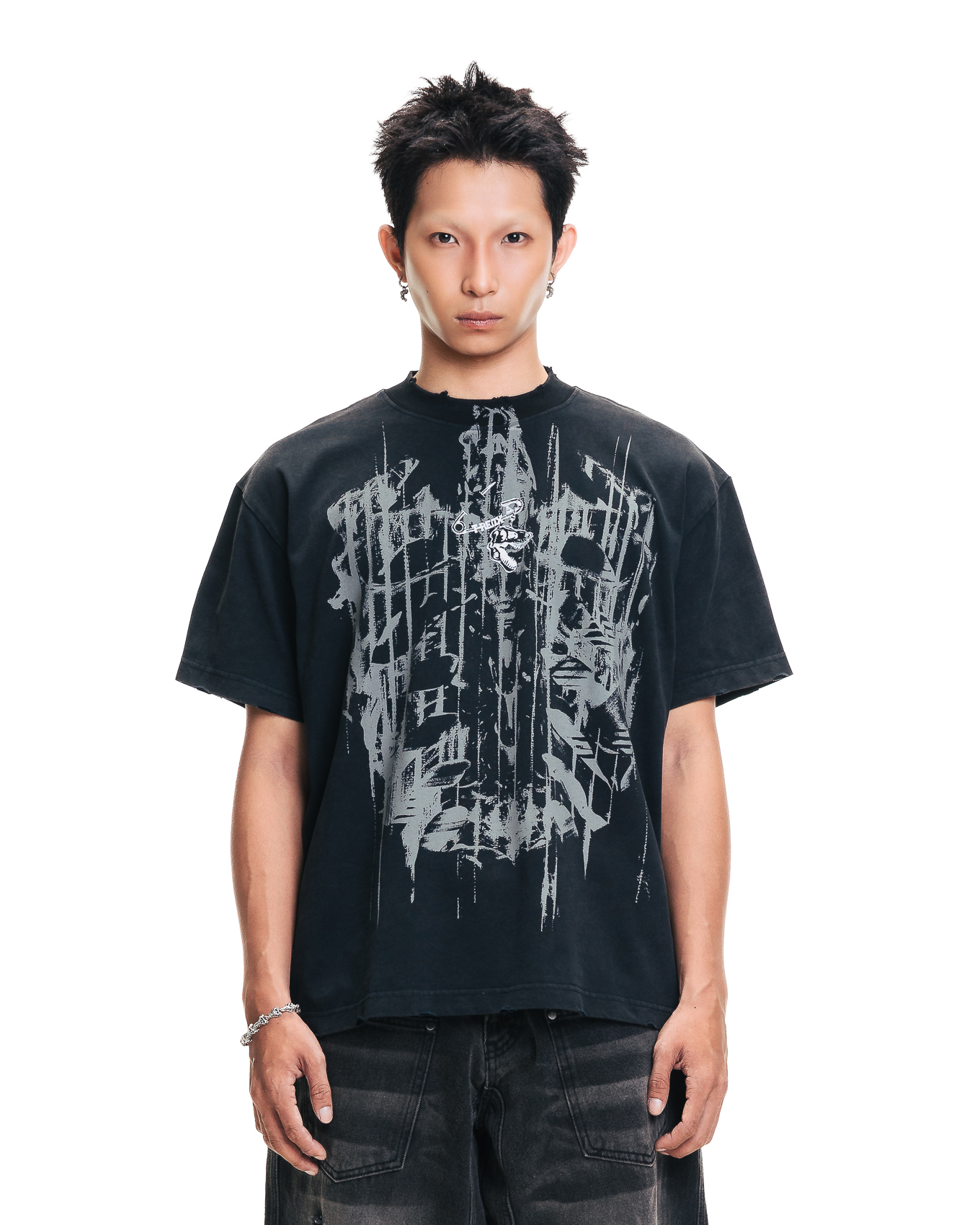 SAFEDX-T PIN WASHED TEE - BLACK