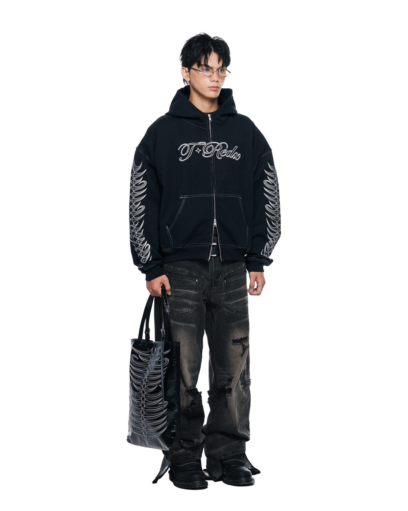 ULNEDX ZIPPED HOODIE - BLACK