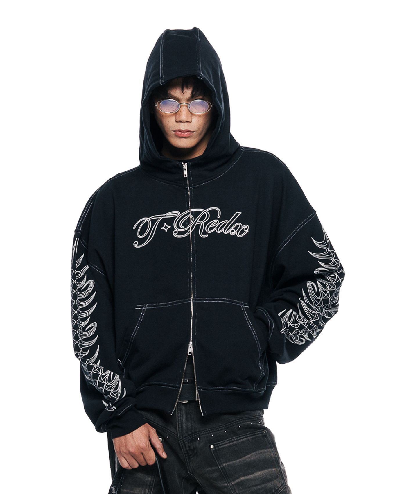ULNEDX ZIPPED HOODIE - BLACK