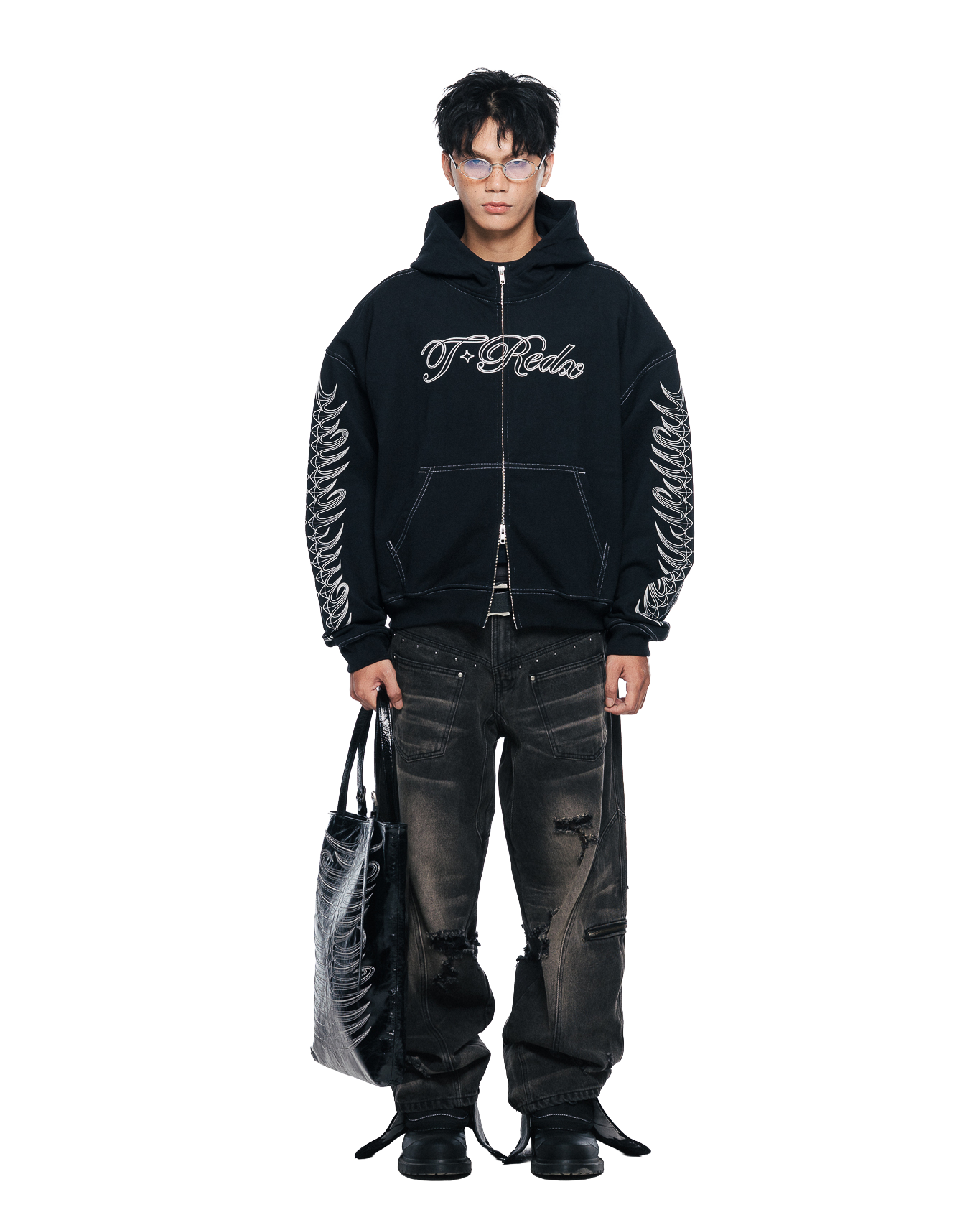 ULNEDX ZIPPED HOODIE - BLACK